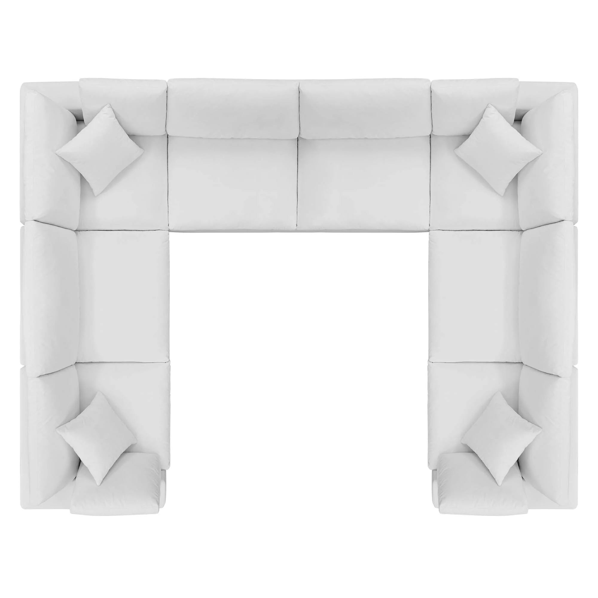Commix 8-Piece Down Filled Overstuffed Performance Velvet Sectional Sofa in White