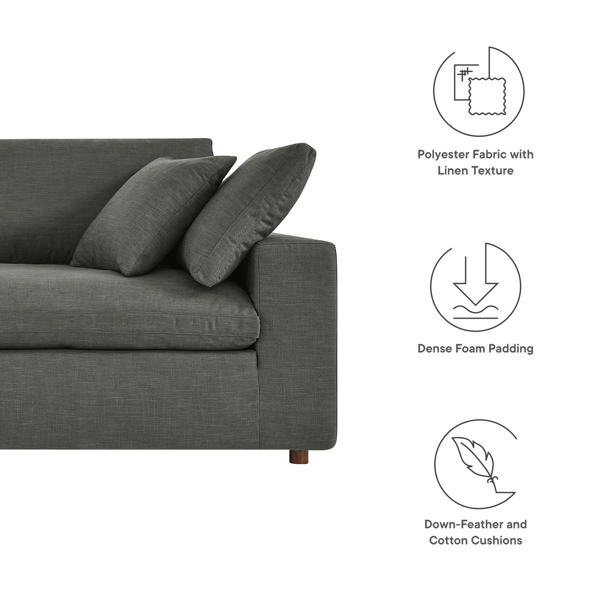 Commix Down Filled Overstuffed Sofa in Gray