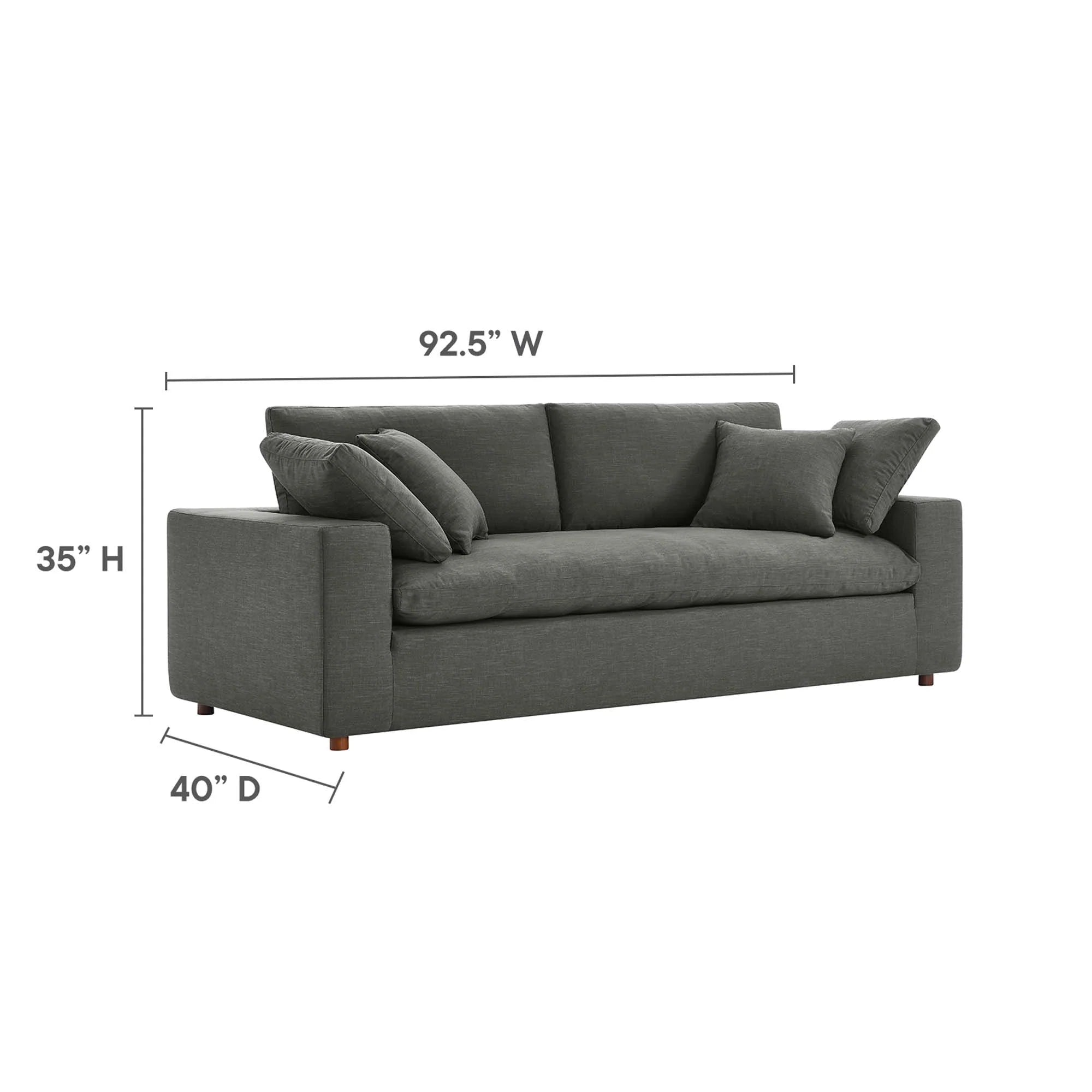 Commix Down Filled Overstuffed Sofa in Gray