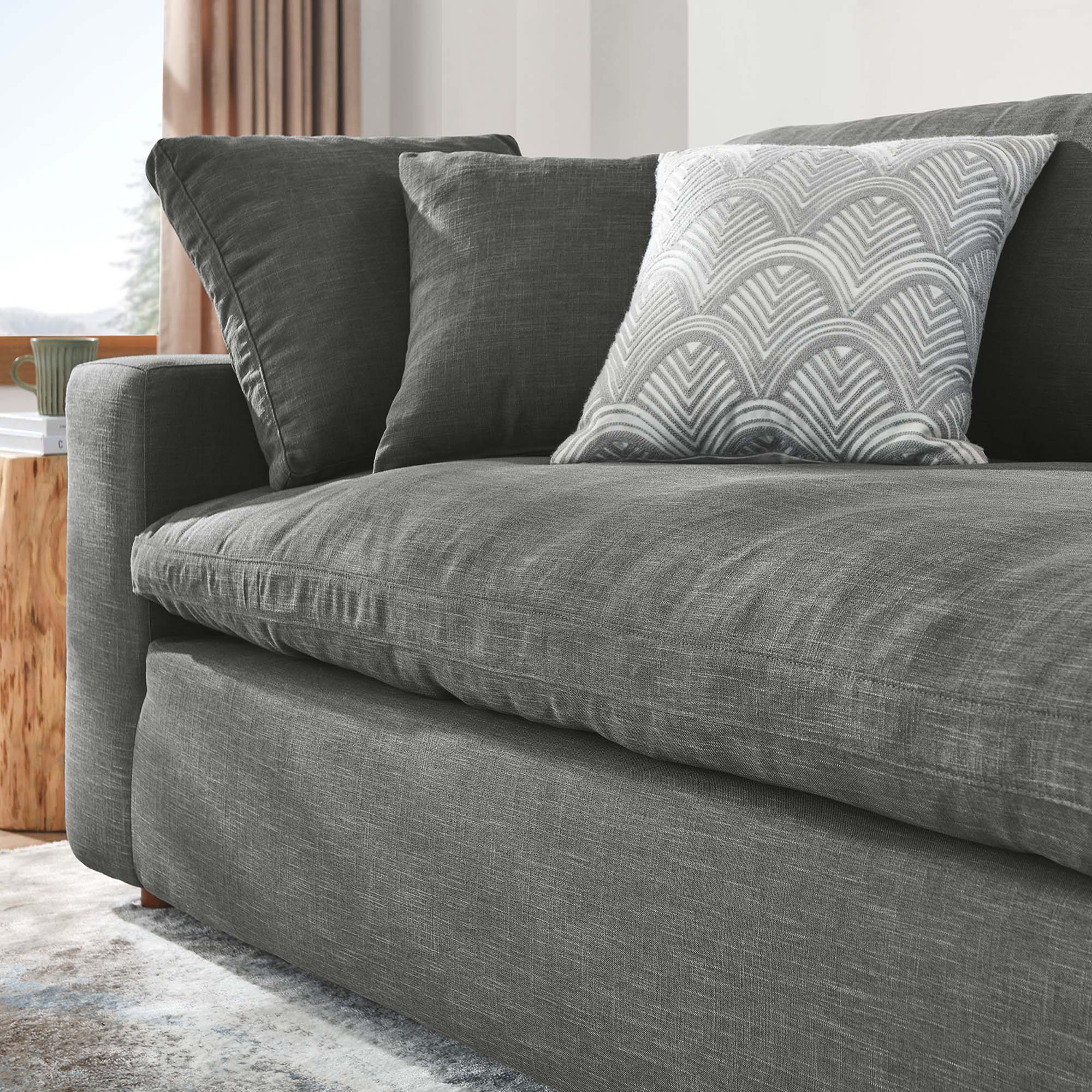 Commix Down Filled Overstuffed Sofa in Gray