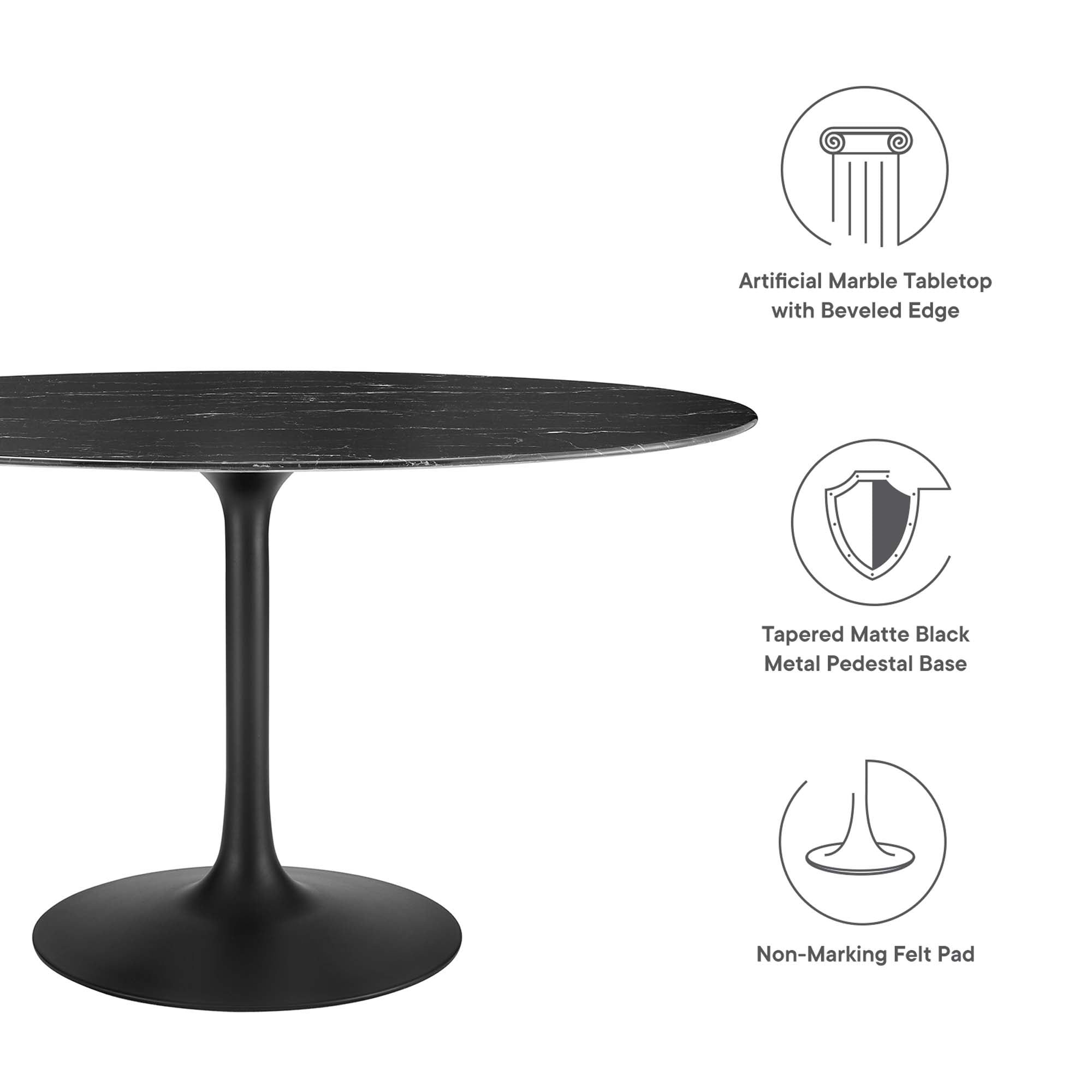Lippa Oval Artificial Marble Dining Table