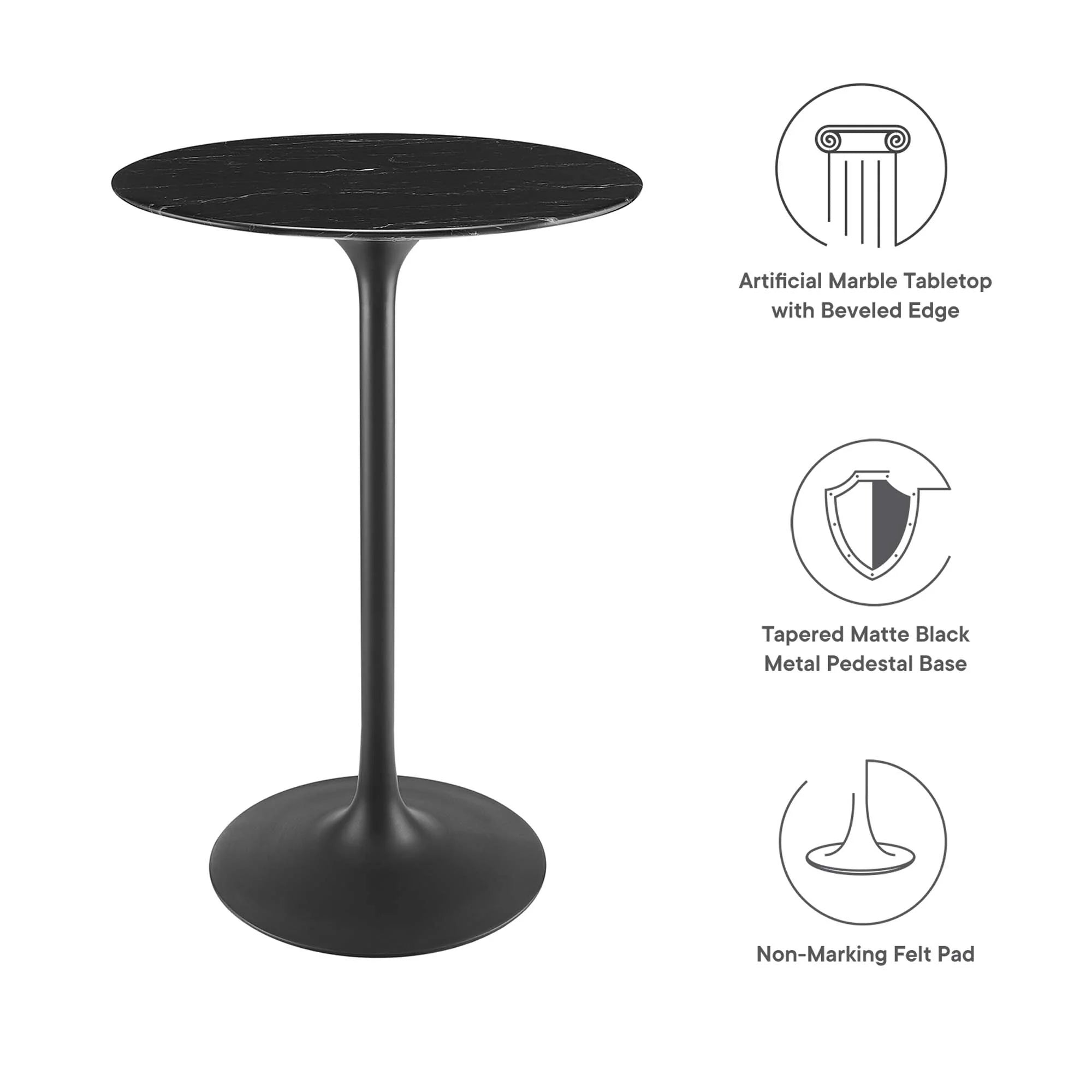 Lippa Round Artificial Marble Bar Table
