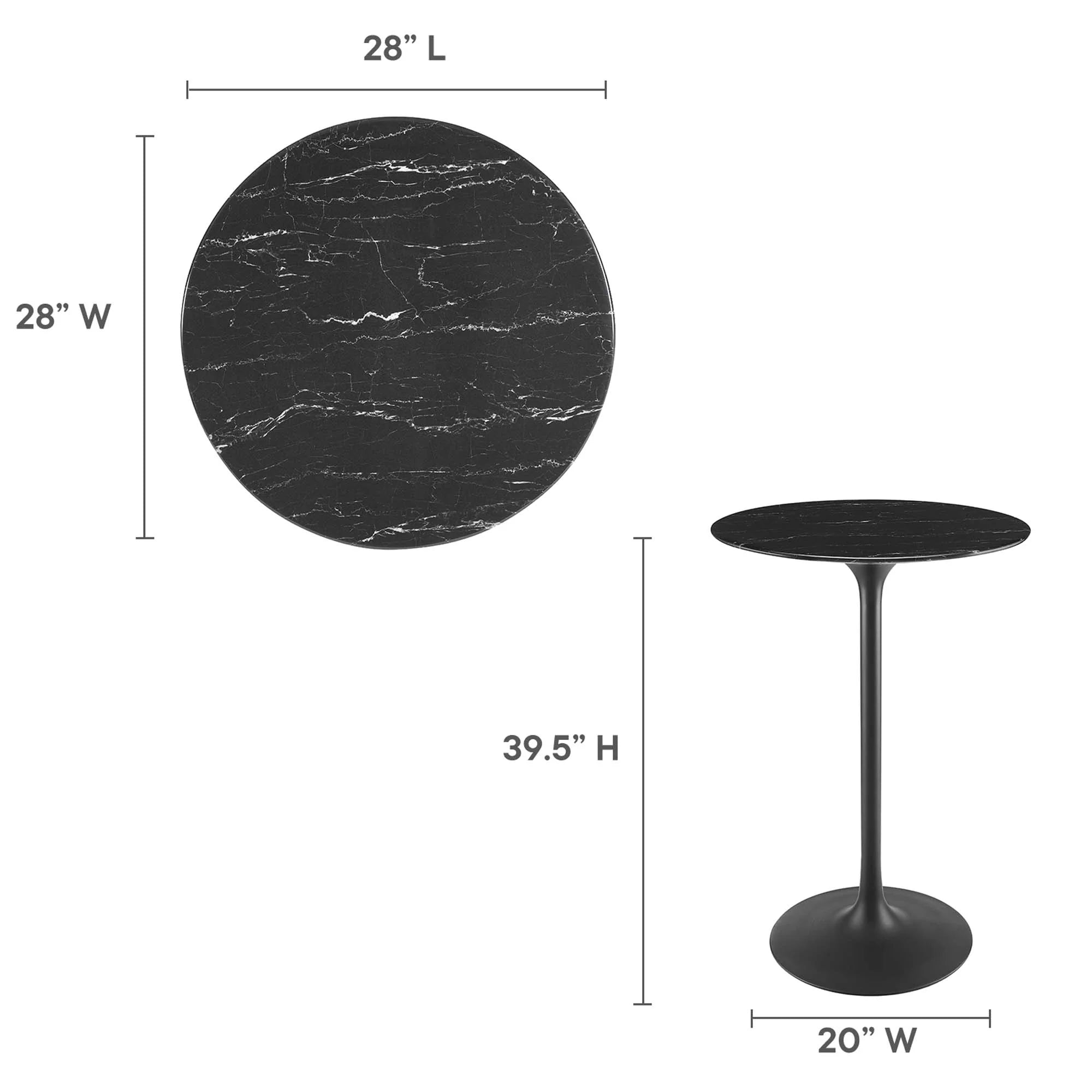 Lippa Round Artificial Marble Bar Table