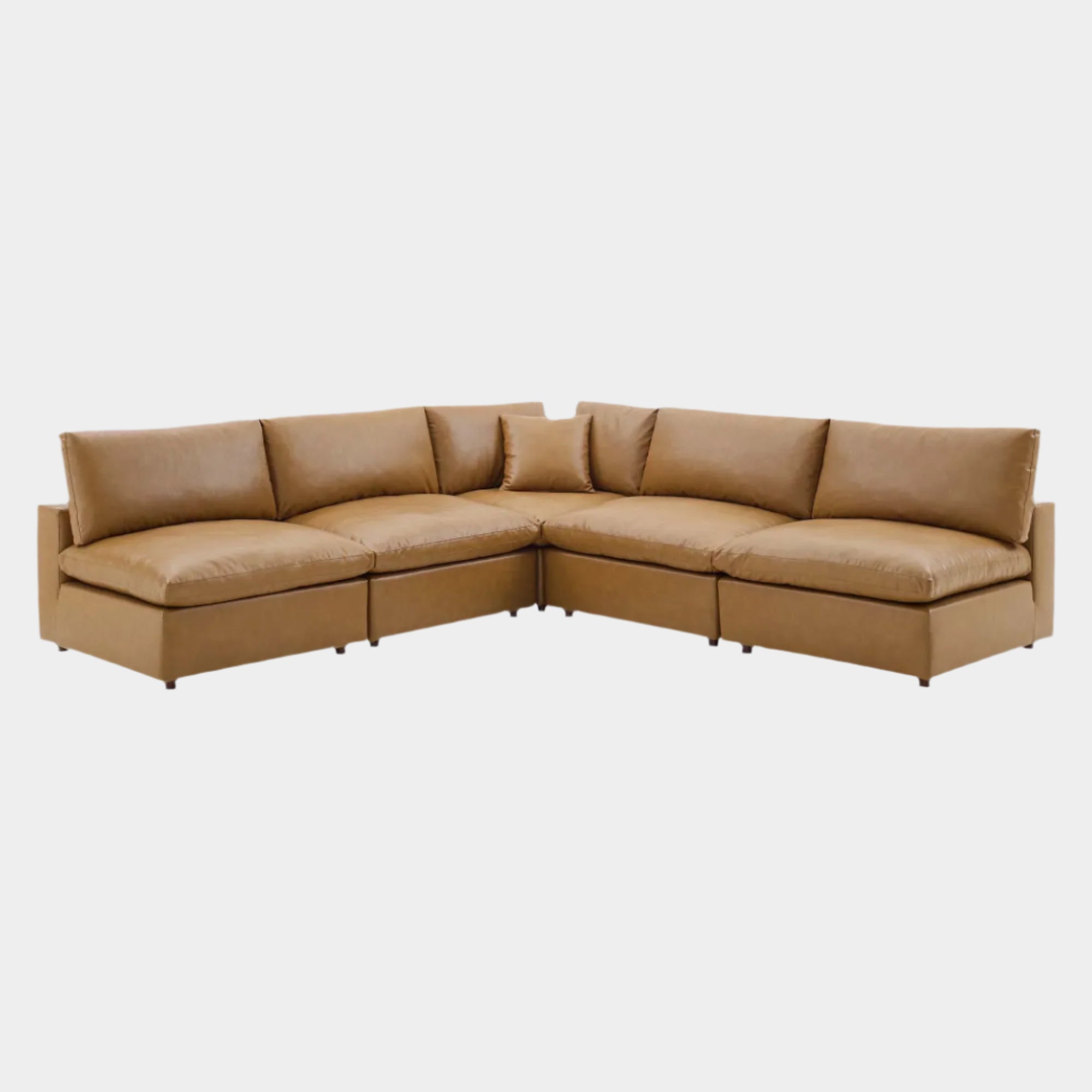 Commix Down Filled Overstuffed Vegan Leather 5-Piece Sectional Sofa