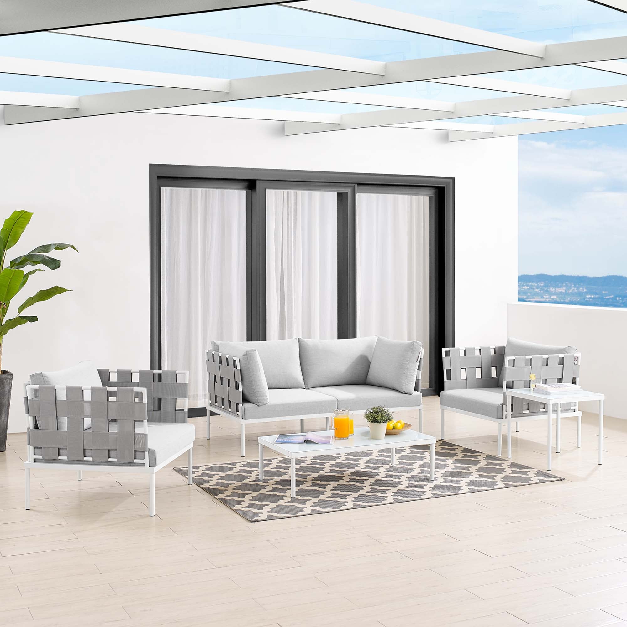 Harmony 5-Piece Sunbrella® Outdoor Patio Aluminum Furniture Set
