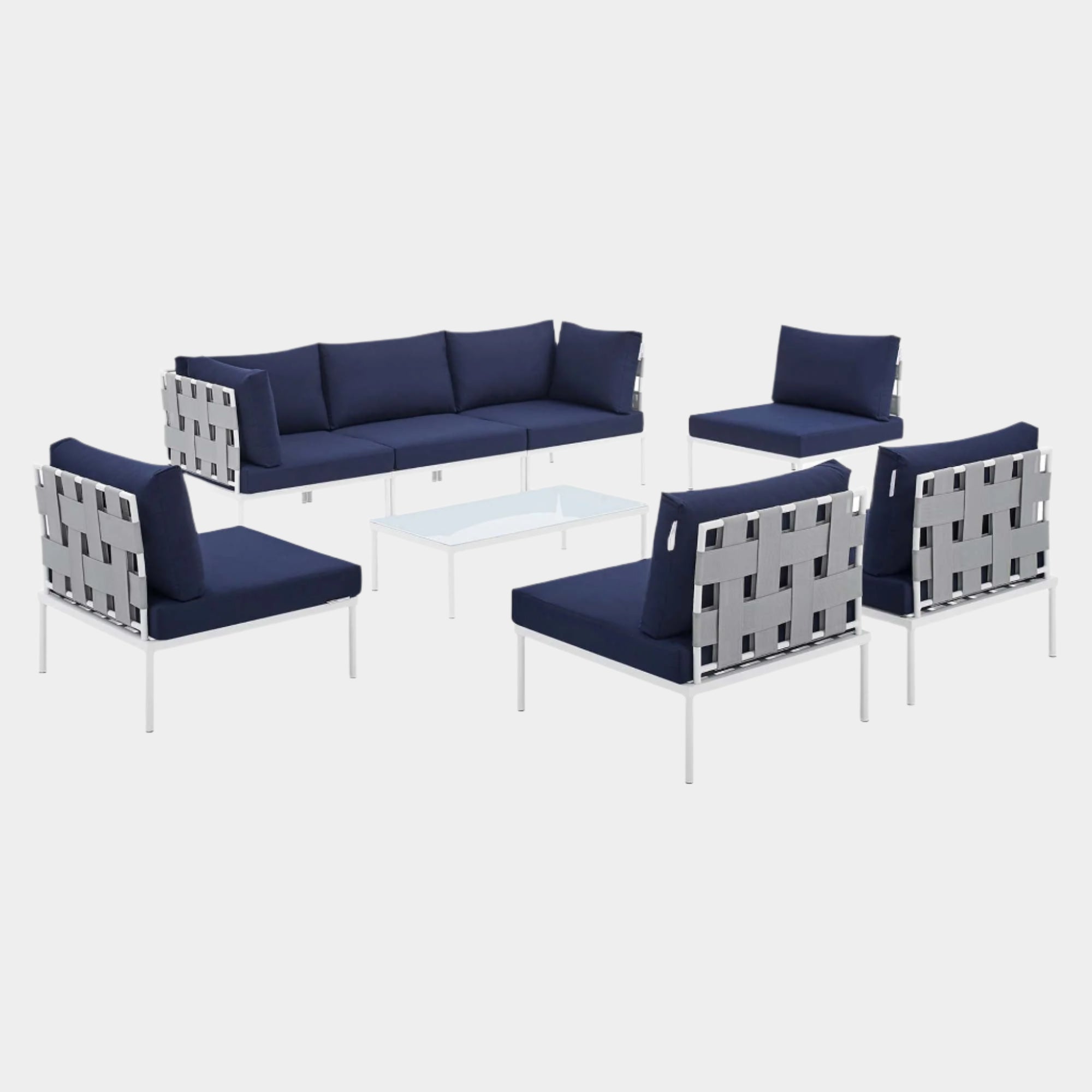 Harmony 8-Piece Sunbrella® Outdoor Patio All Mesh Sectional Sofa Set