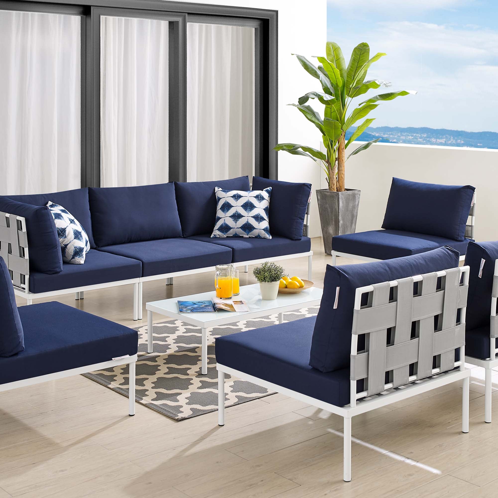 Harmony 8-Piece Sunbrella® Outdoor Patio All Mesh Sectional Sofa Set