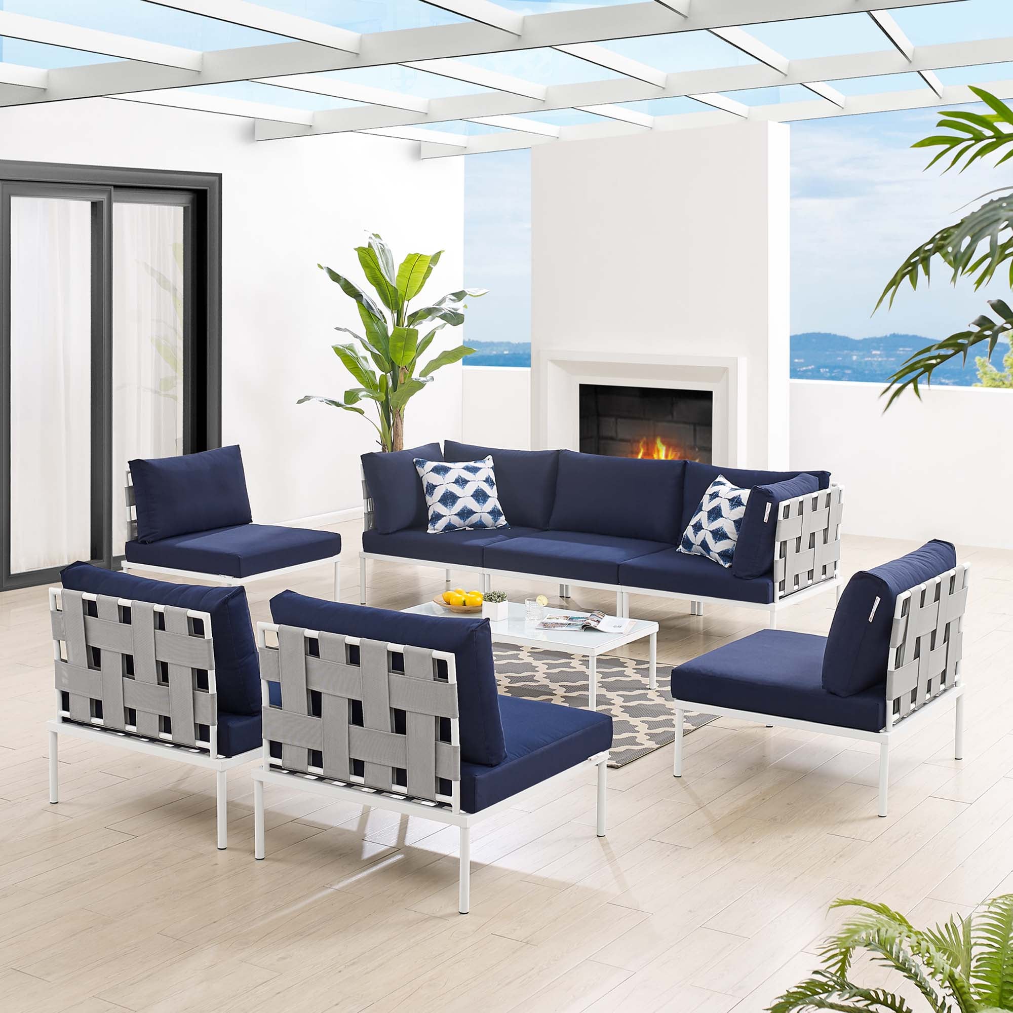 Harmony 8-Piece Sunbrella® Outdoor Patio All Mesh Sectional Sofa Set