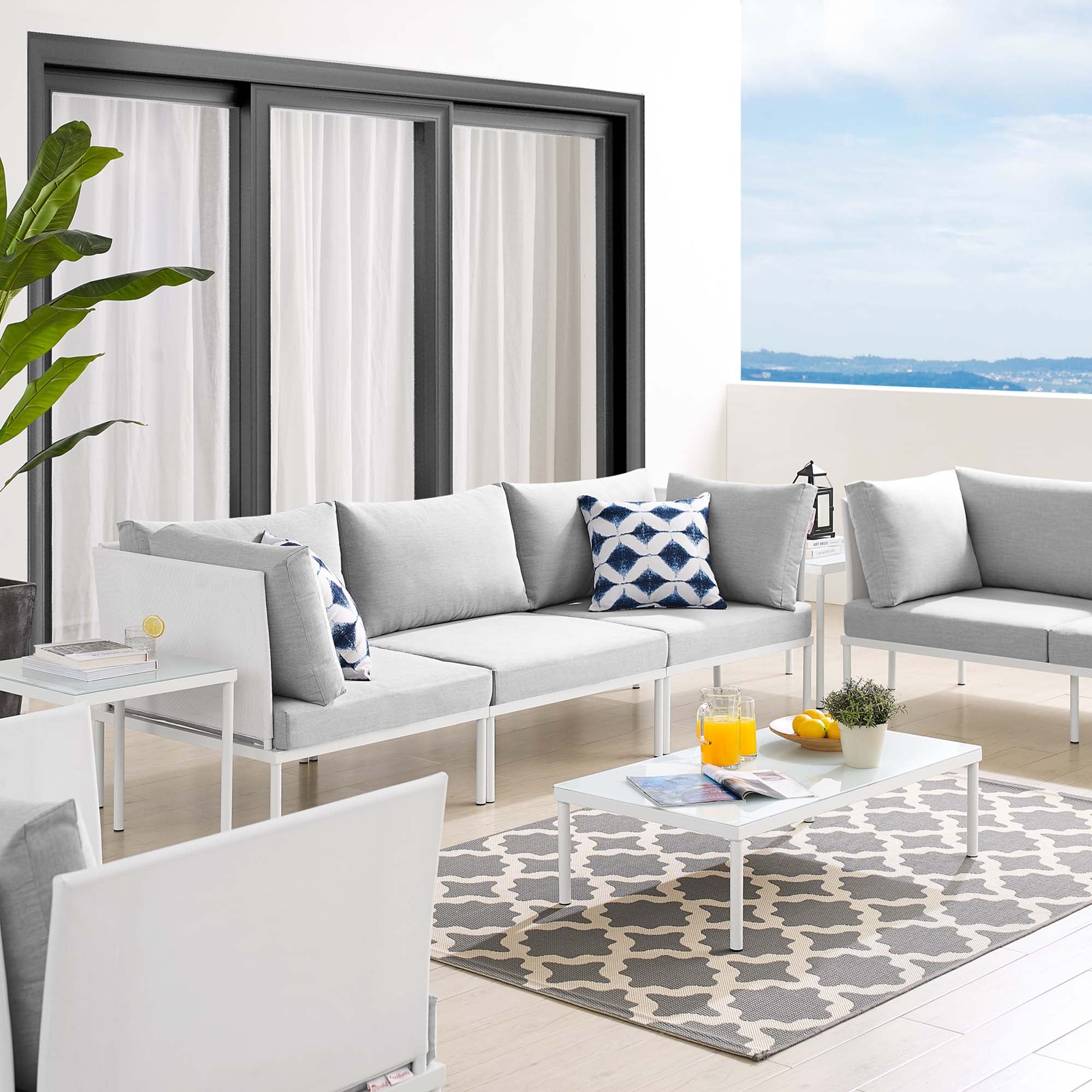 Harmony 8-Piece Sunbrella® Outdoor Patio Aluminum Seating Set