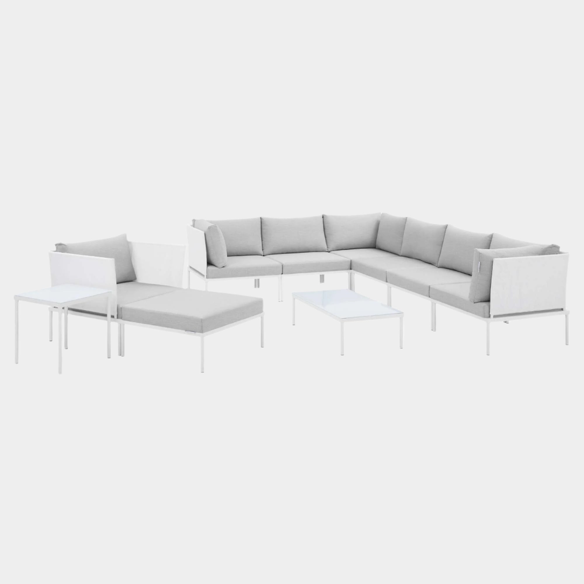 Harmony 10-Piece Sunbrella® Outdoor Patio Aluminum Sectional Sofa Set