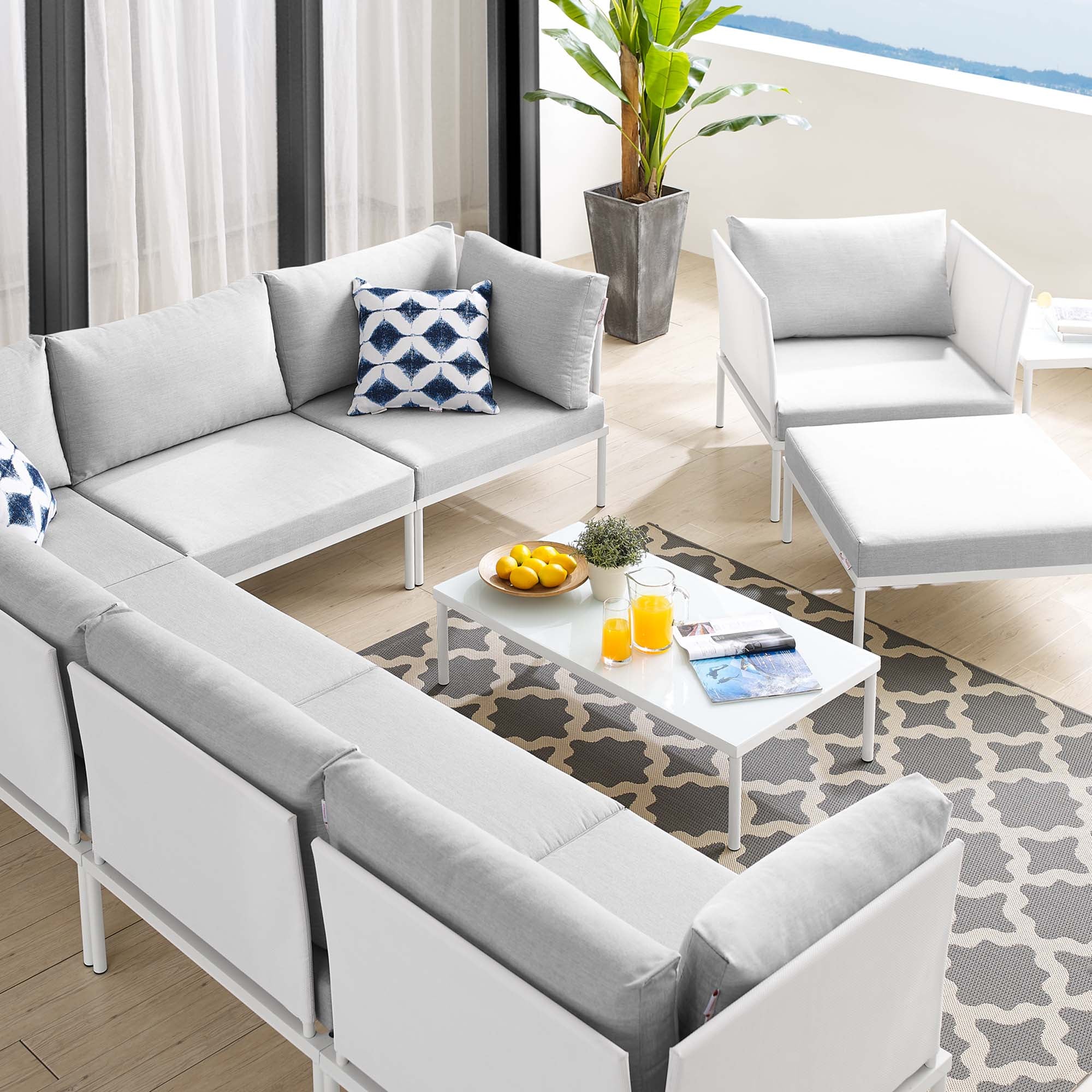 Harmony 10-Piece Sunbrella® Outdoor Patio Aluminum Sectional Sofa Set