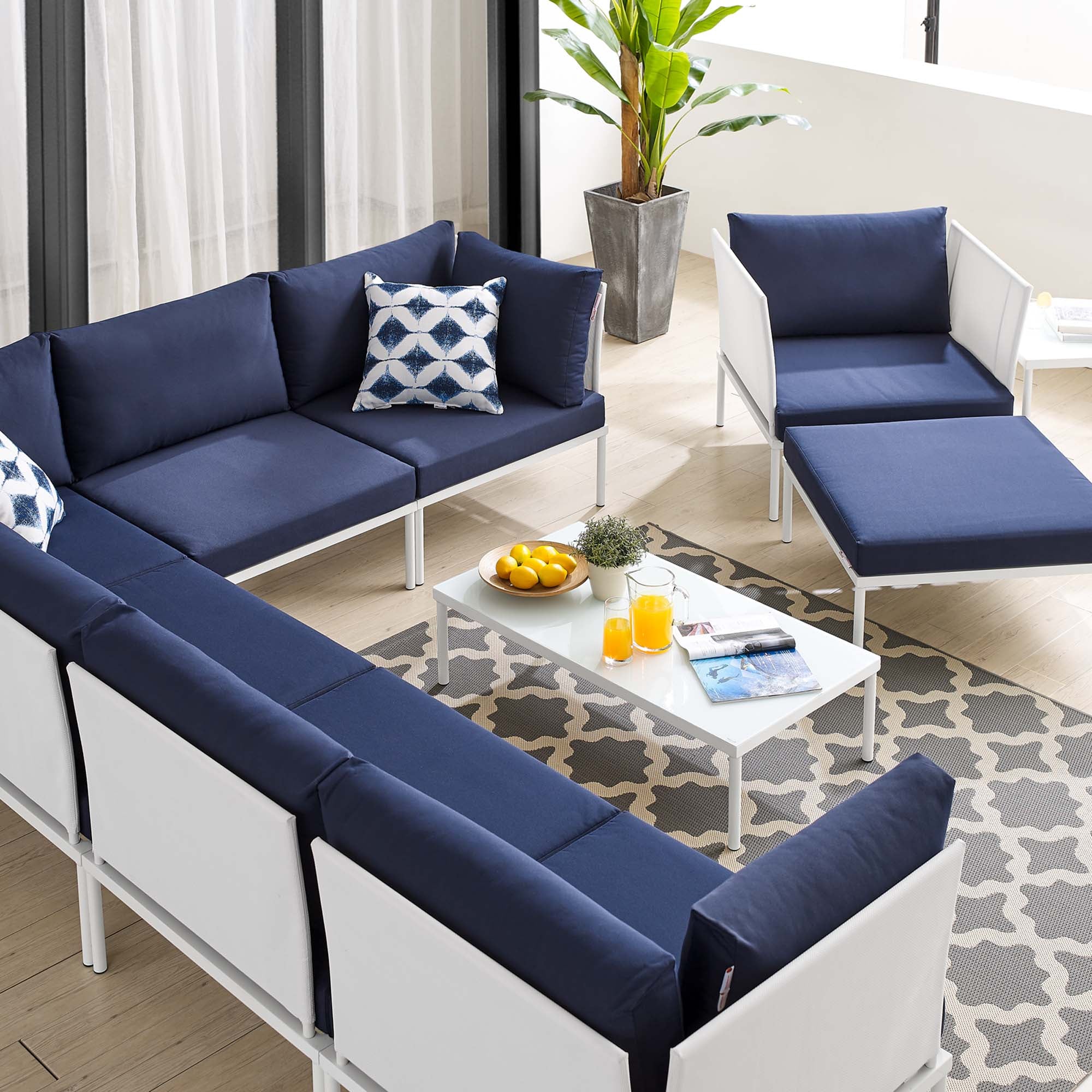 Harmony 10-Piece Sunbrella® Outdoor Patio Aluminum Sectional Sofa Set