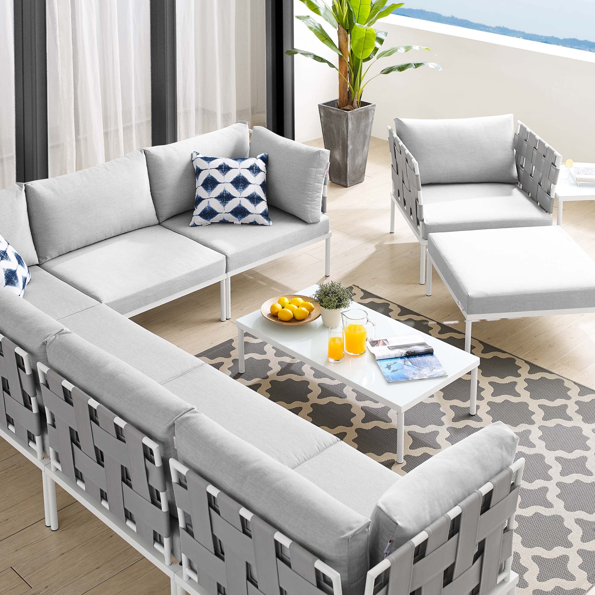 Harmony 10-Piece Sunbrella® Outdoor Patio Aluminum Sectional Sofa Set