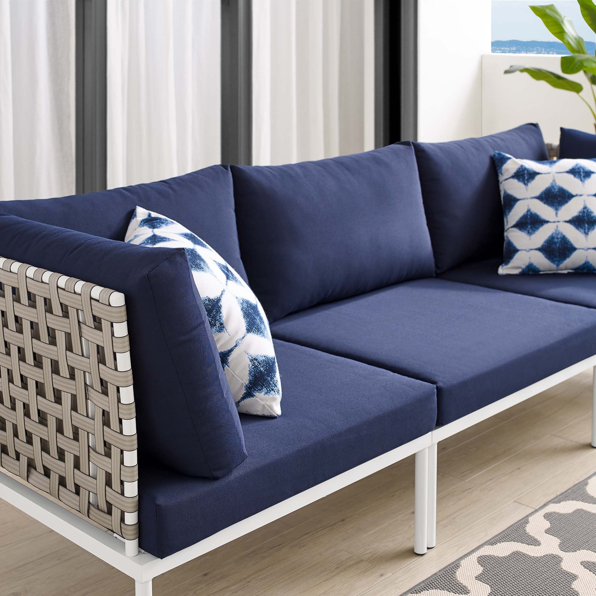 Harmony Sunbrella® Basket Weave Outdoor Patio Aluminum Sofa