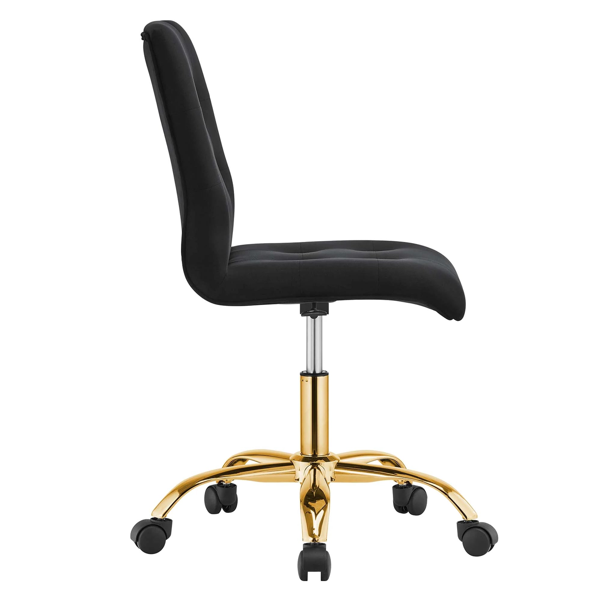 Chaise de bureau en velours sans accoudoirs Prim Performance