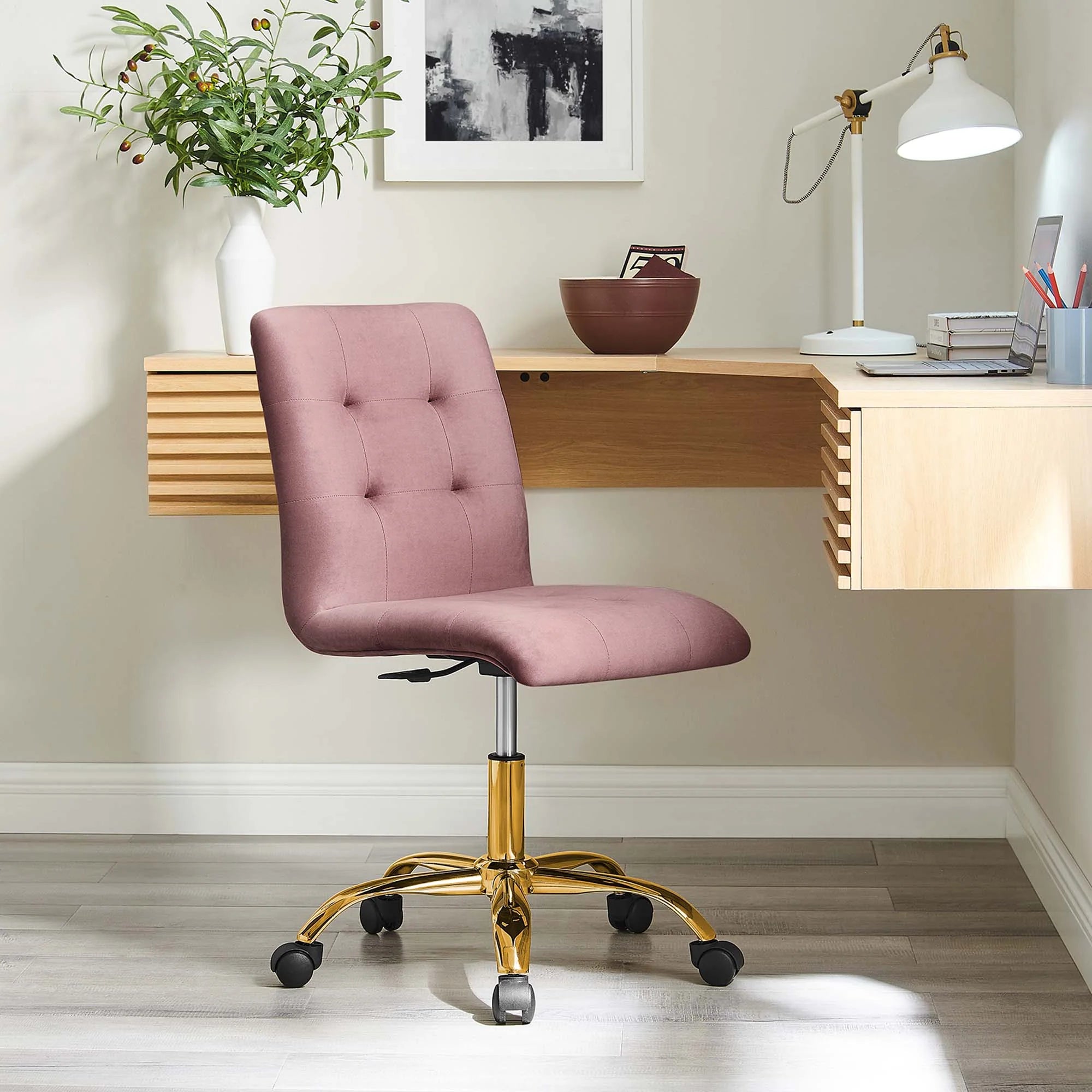 Chaise de bureau en velours sans accoudoirs Prim Performance