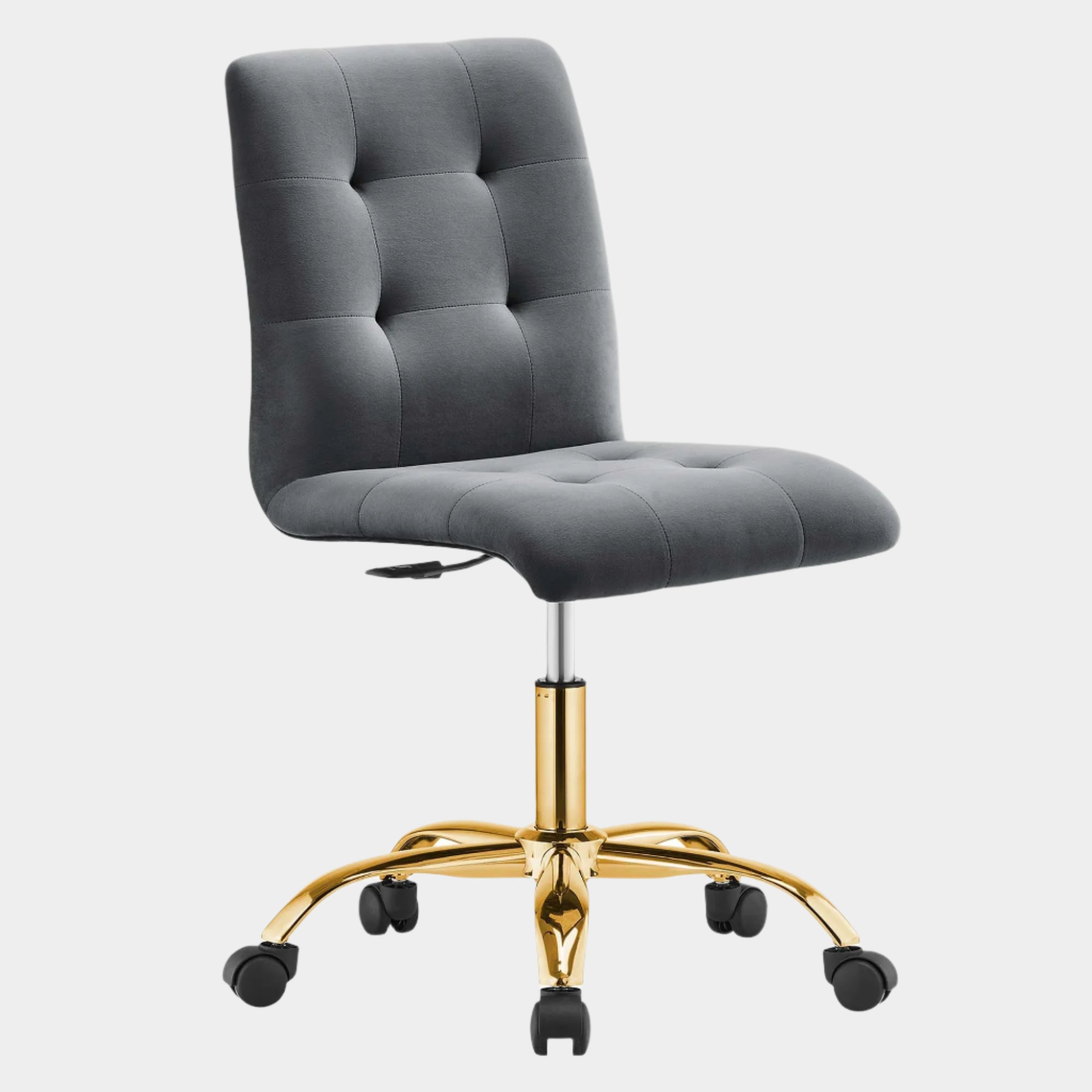 Chaise de bureau en velours sans accoudoirs Prim Performance