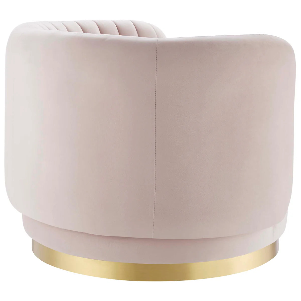Embrace Tufted Performance Velvet Swivel Chair in Gold Pink