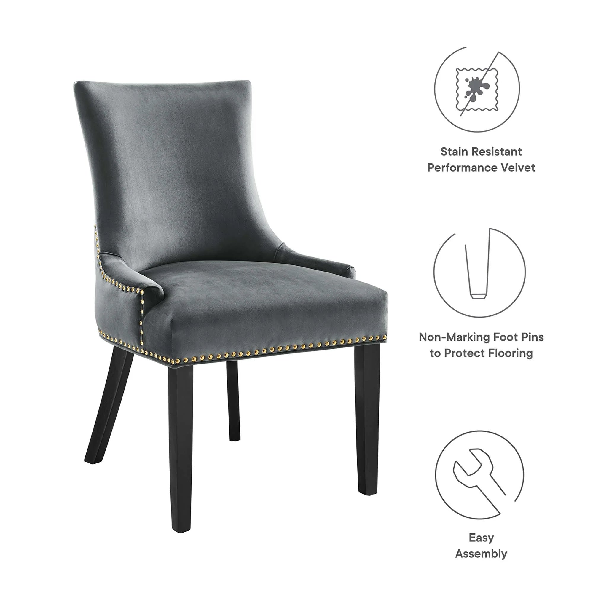Marquis Performance Velvet Dining Chairs Set of 2