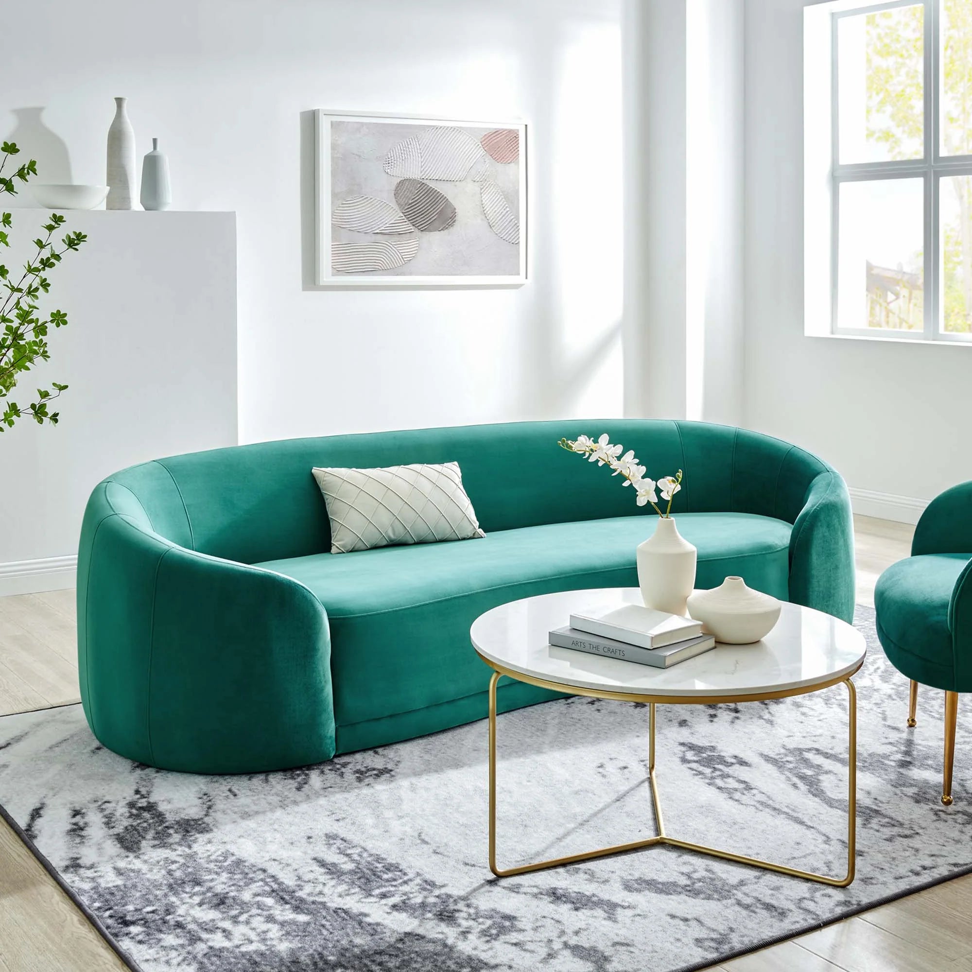 Contessa Performance Velvet Sofa in Teal