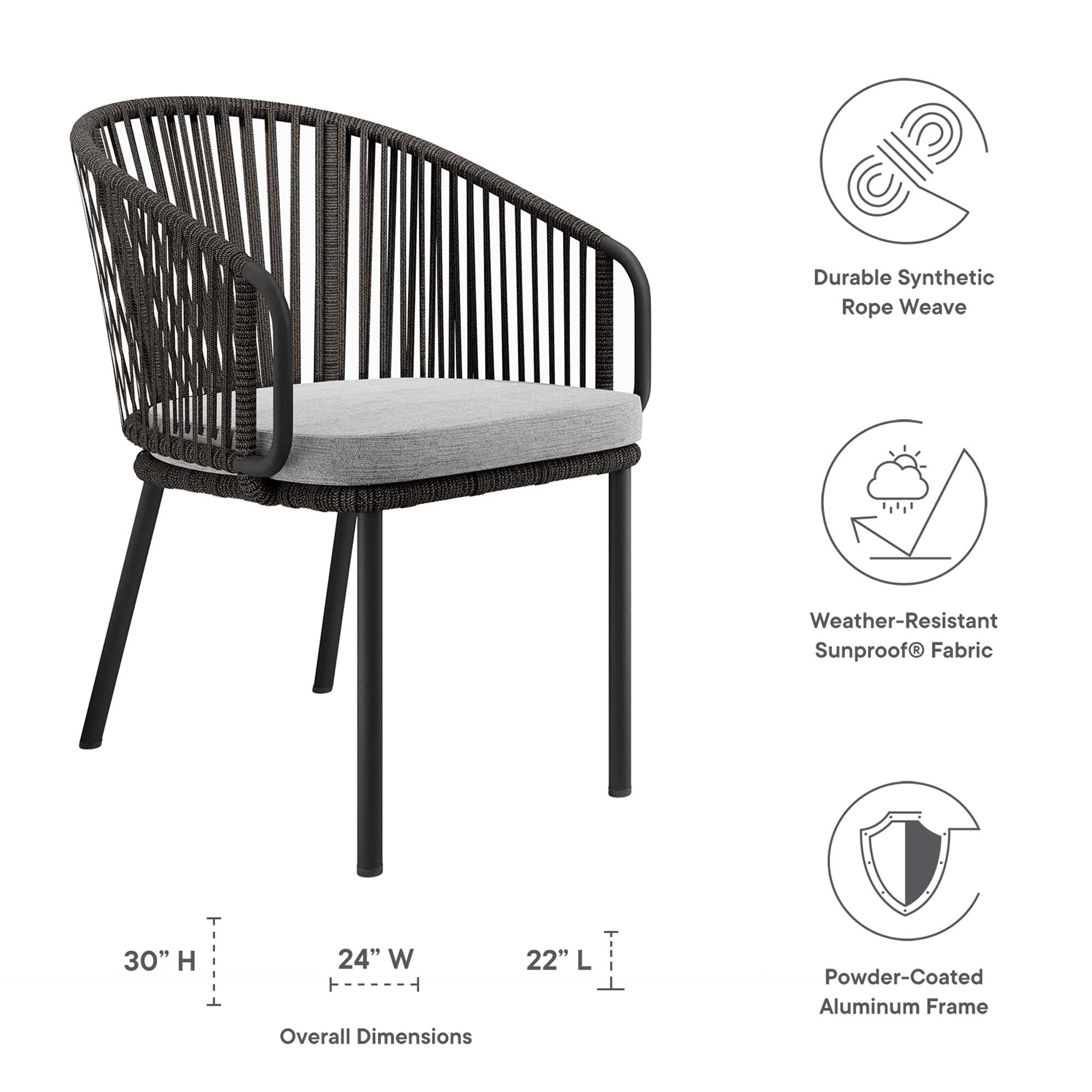 Harbor Outdoor Patio Armchair in Charcoal Gray