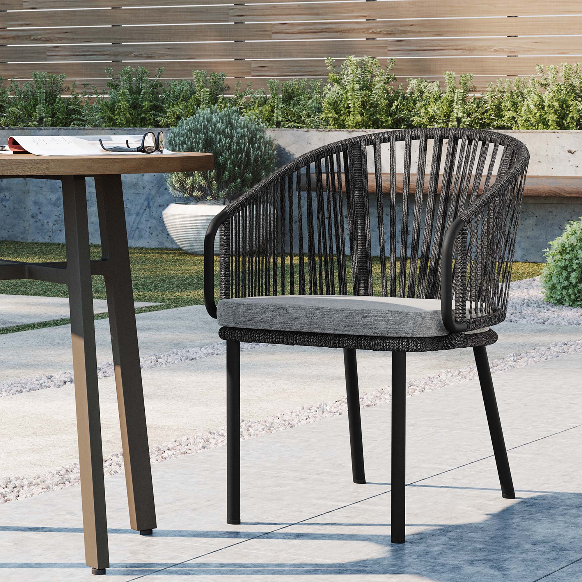 Harbor Outdoor Patio Armchair in Charcoal Gray