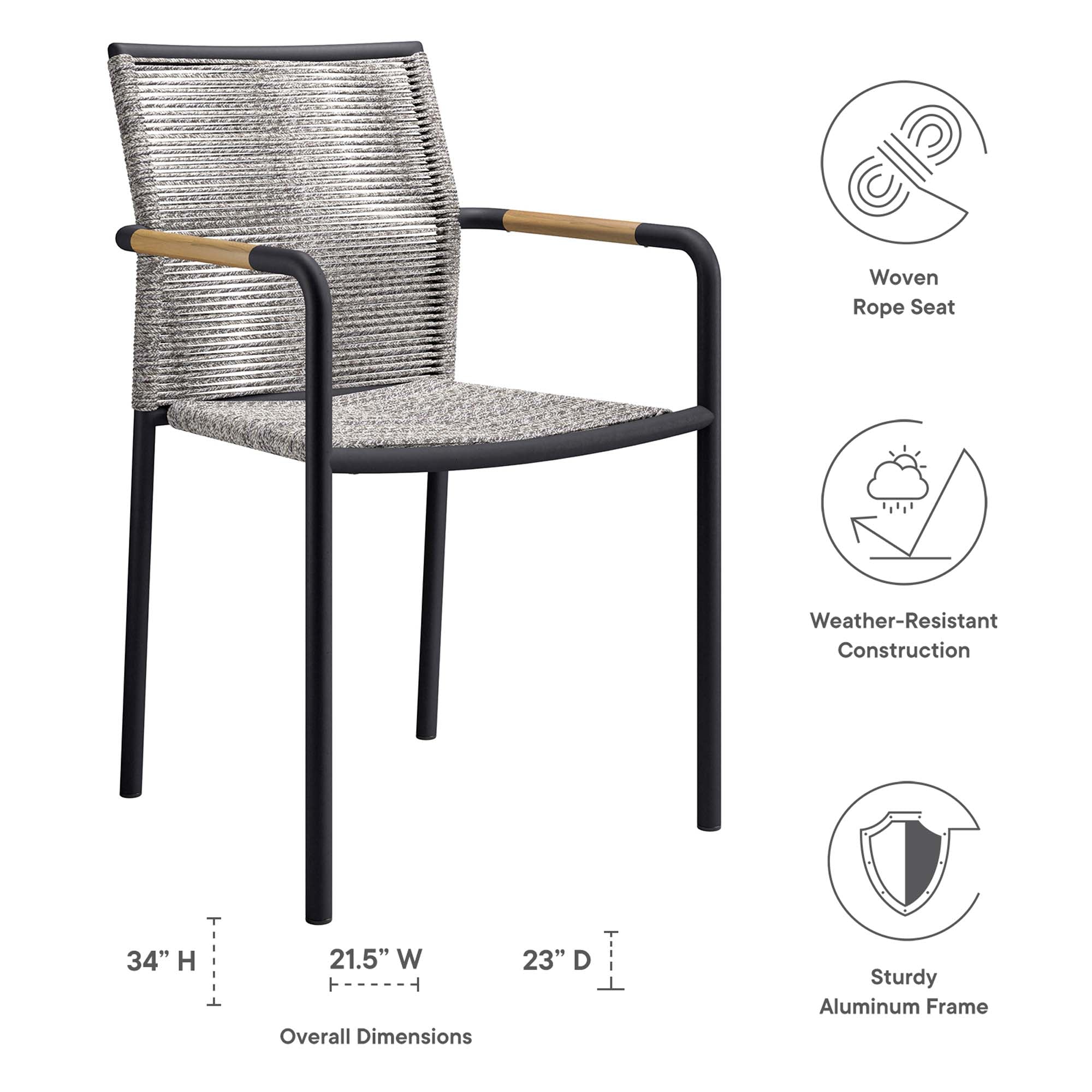 Serenity Outdoor Patio Armchairs Set of 2 in Light Gray