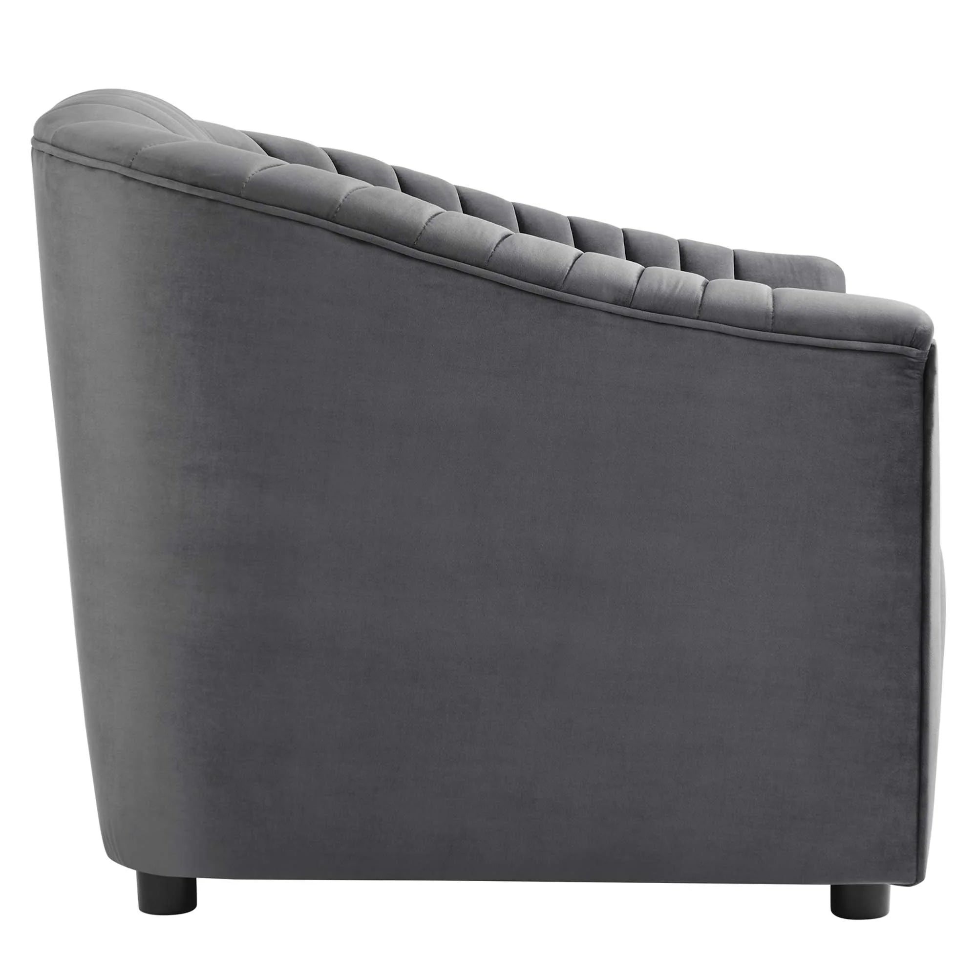 Fauteuil capitonné en velours à canaux Performance Announce