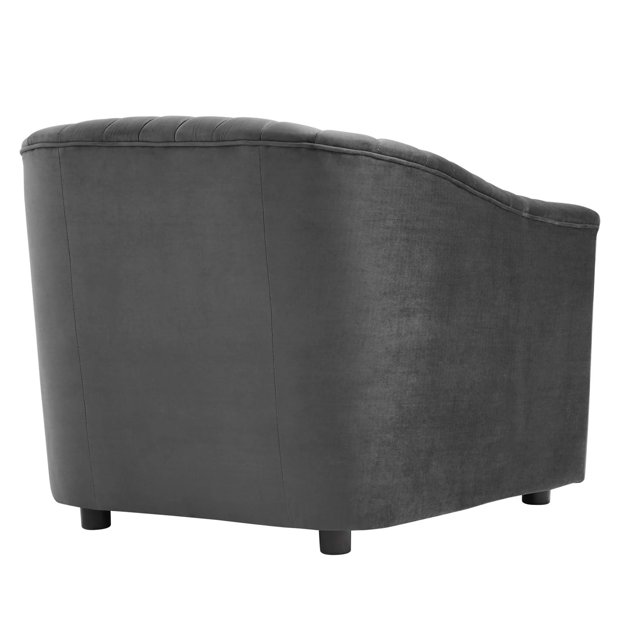 Fauteuil capitonné en velours à canaux Performance Announce