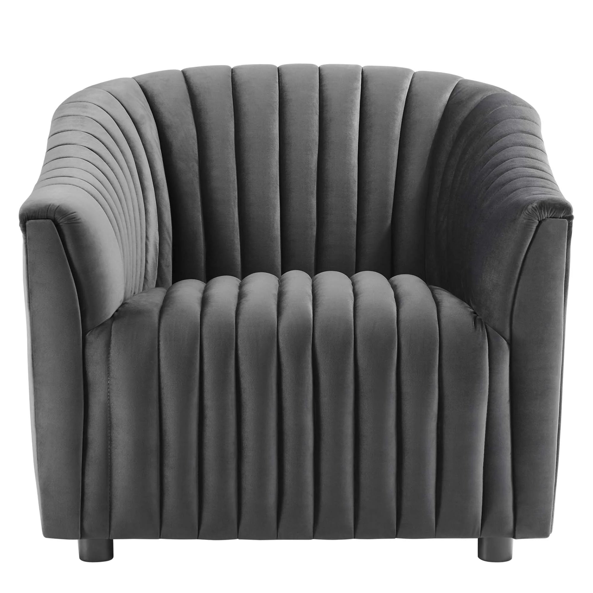 Fauteuil capitonné en velours à canaux Performance Announce