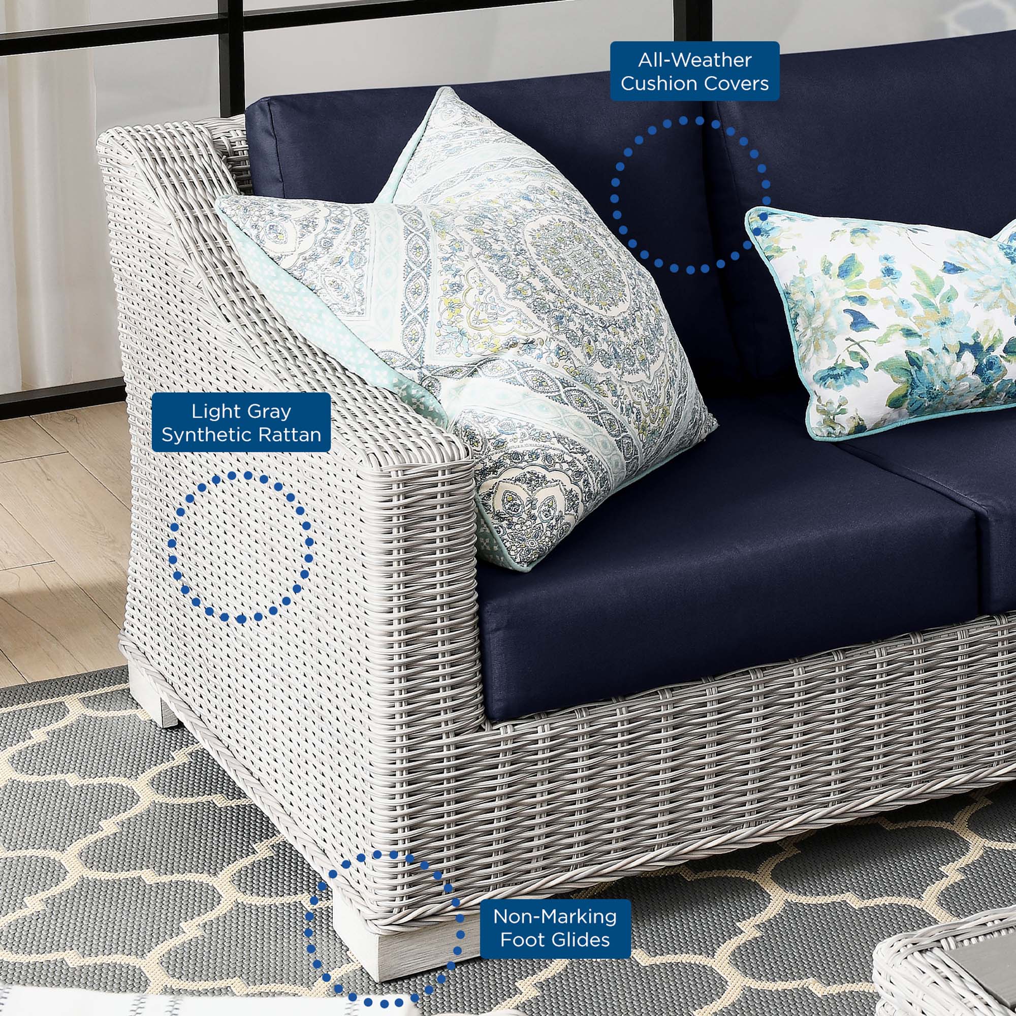 Conway 5-Piece Outdoor Patio Wicker Rattan Furniture Set
