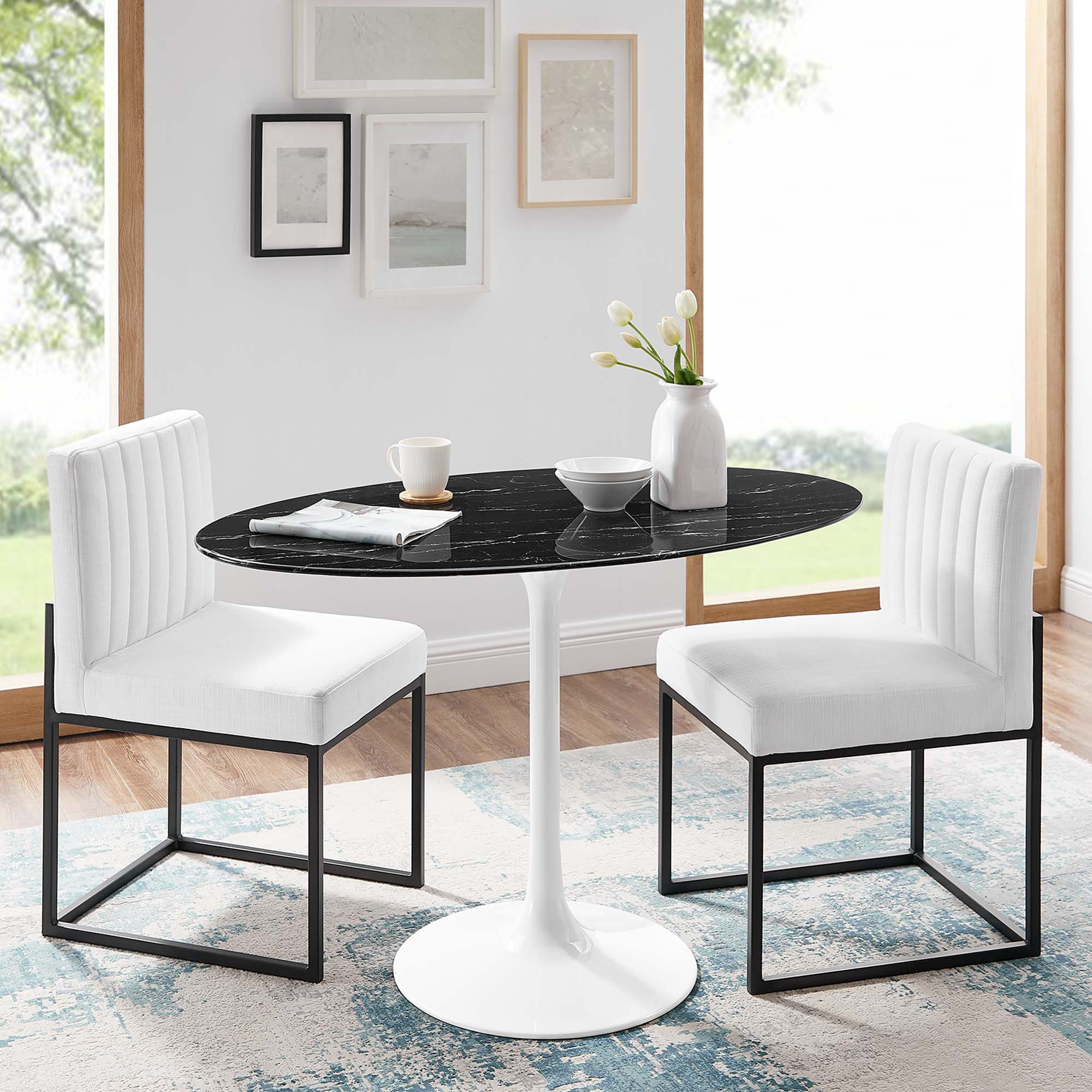 Lippa Oval Artificial Marble Dining Table