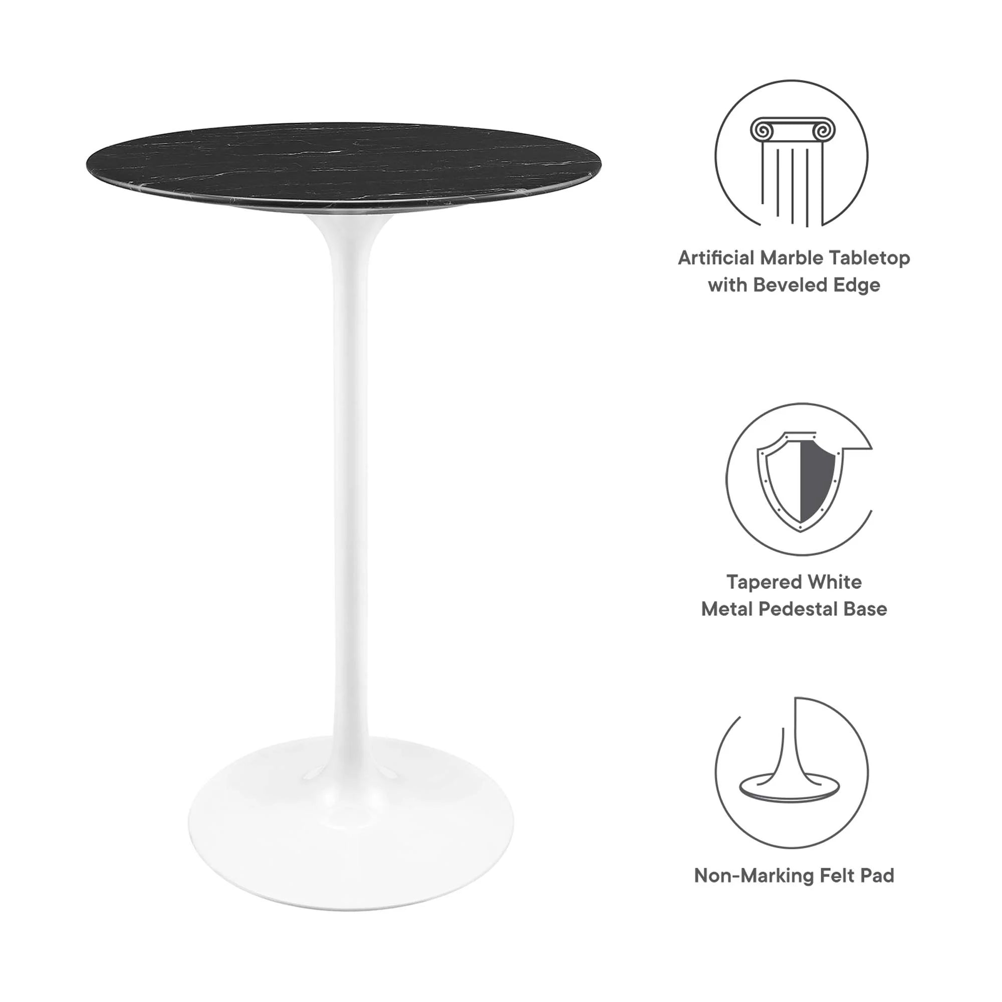 Lippa Round Artificial Marble Bar Table