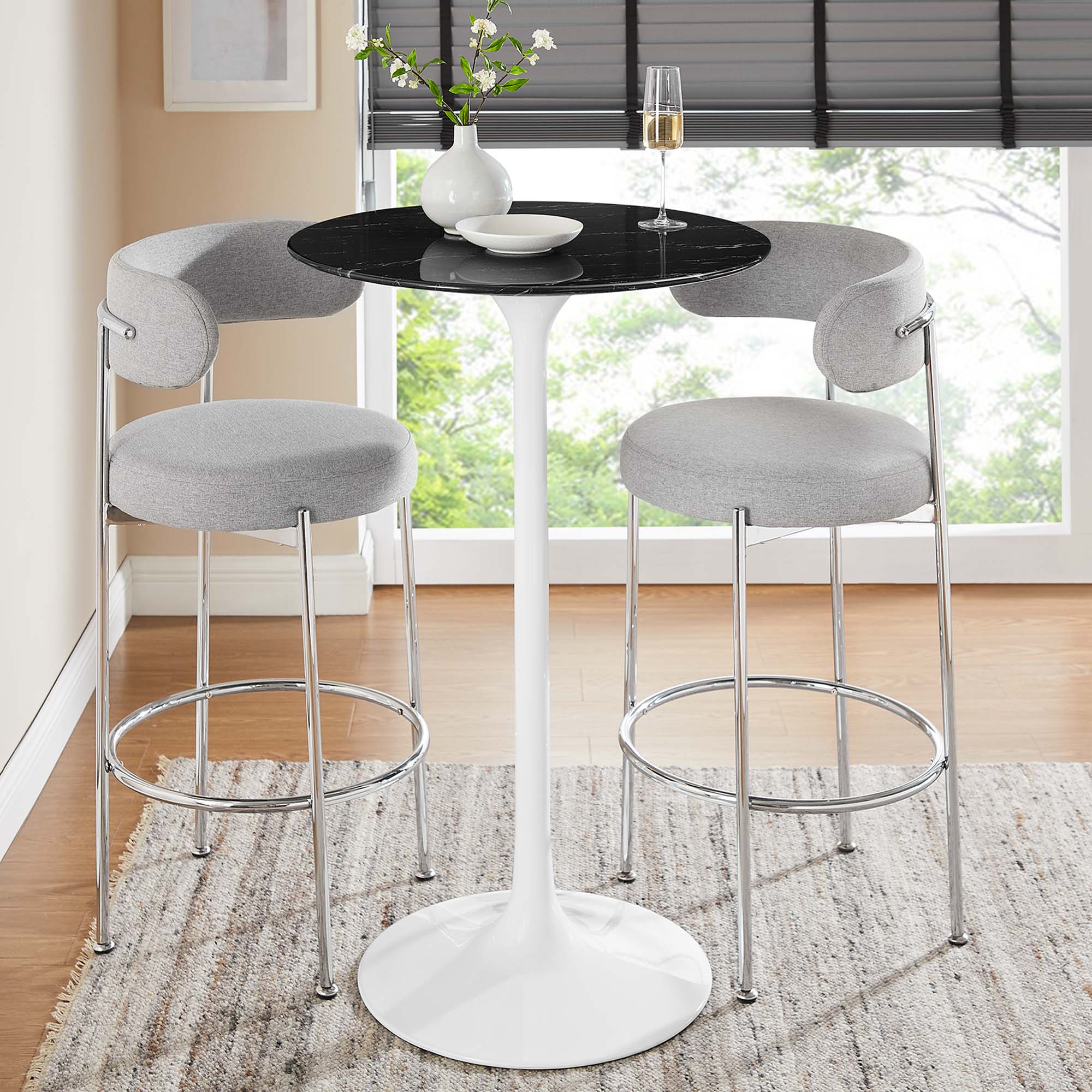Lippa Round Artificial Marble Bar Table