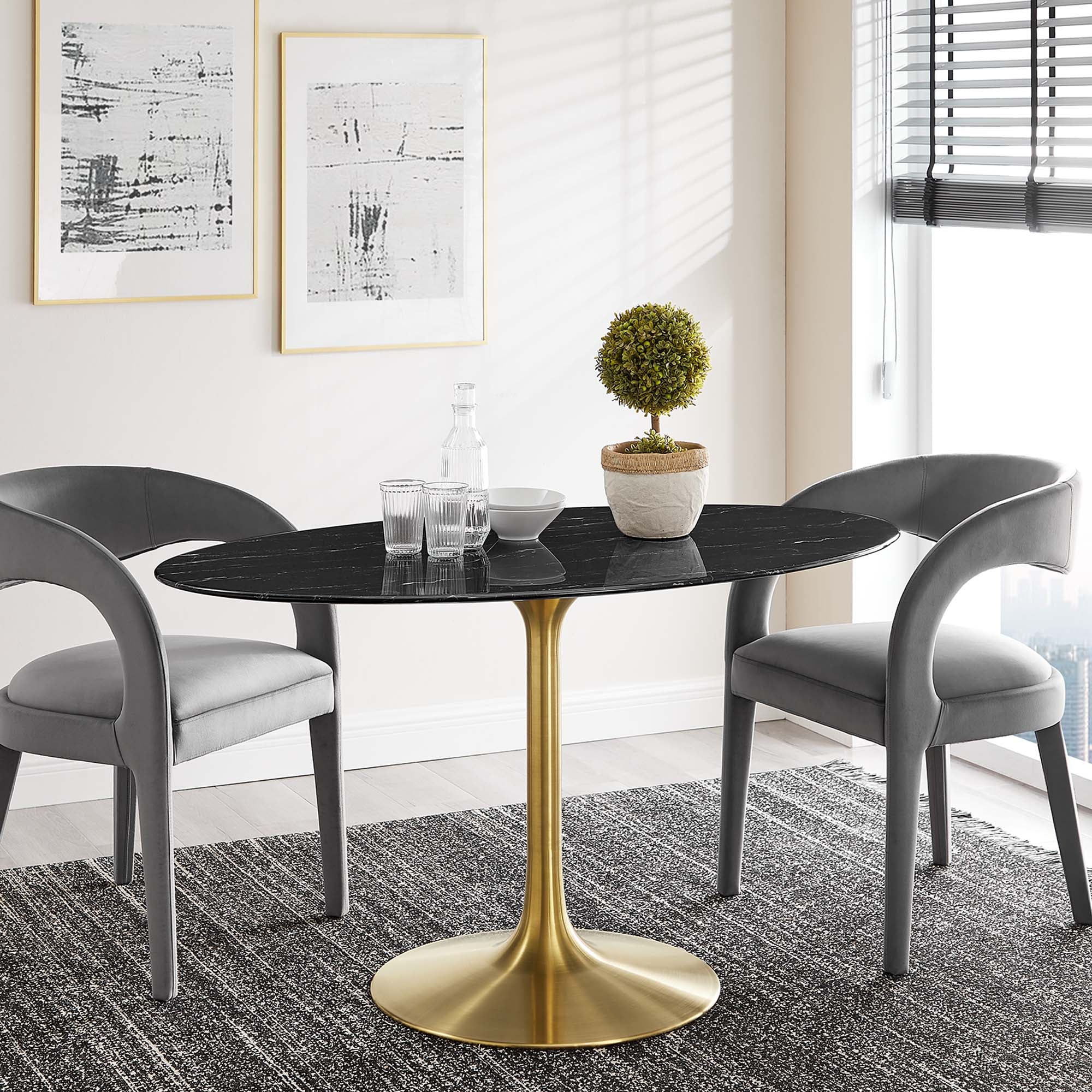 Lippa Oval Artificial Marble Dining Table