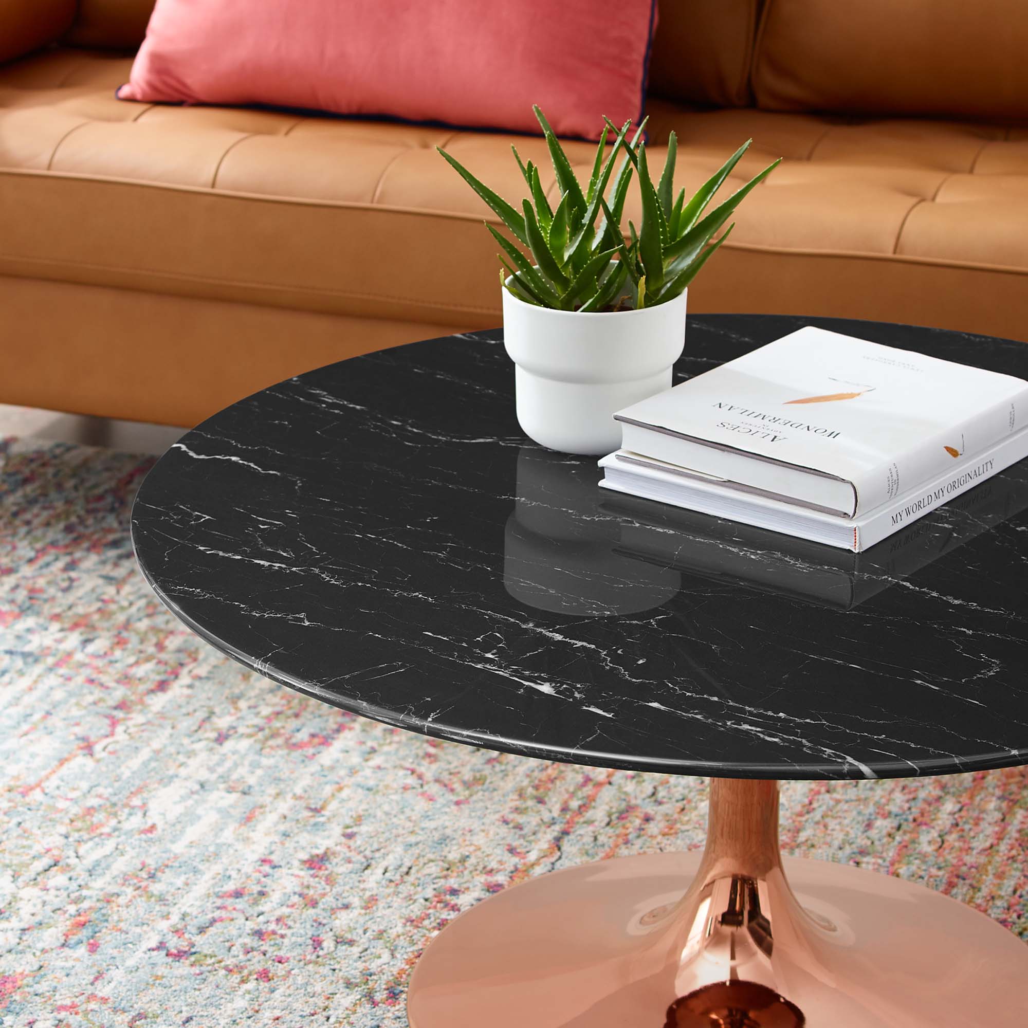 Lippa 36" Round Faux Marble Coffee Table