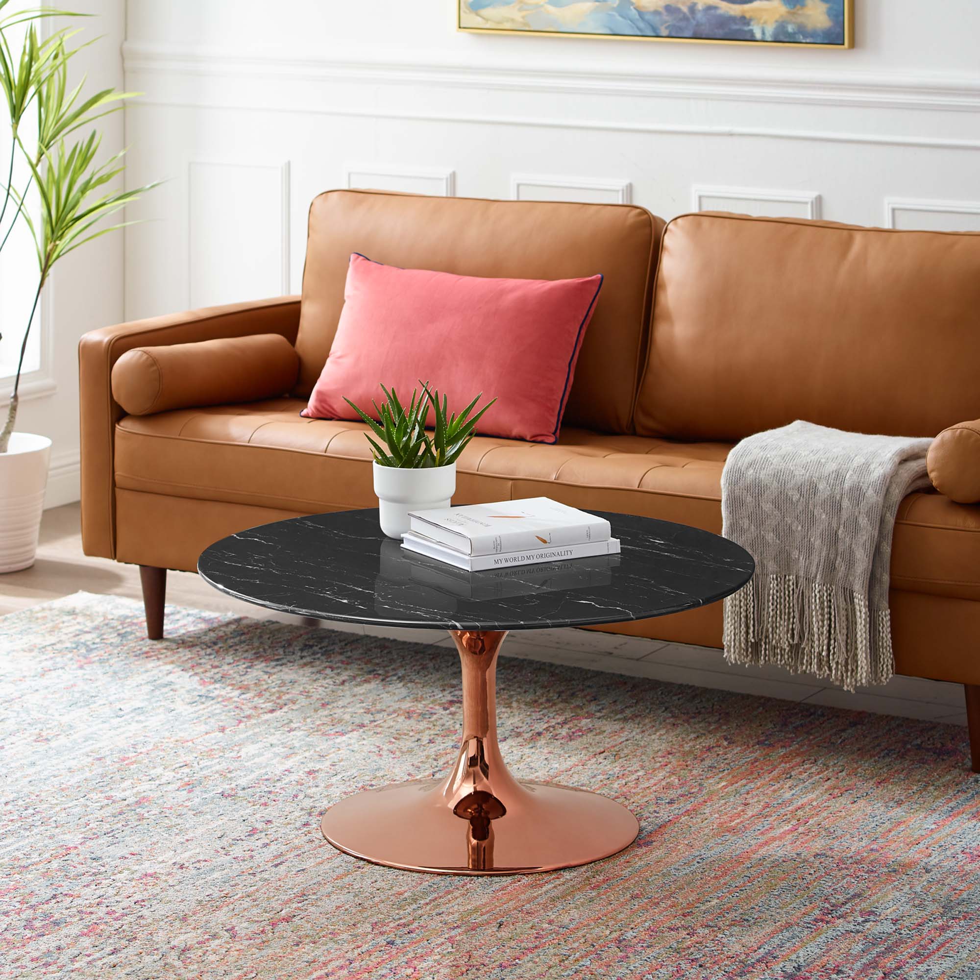 Lippa 36" Round Faux Marble Coffee Table