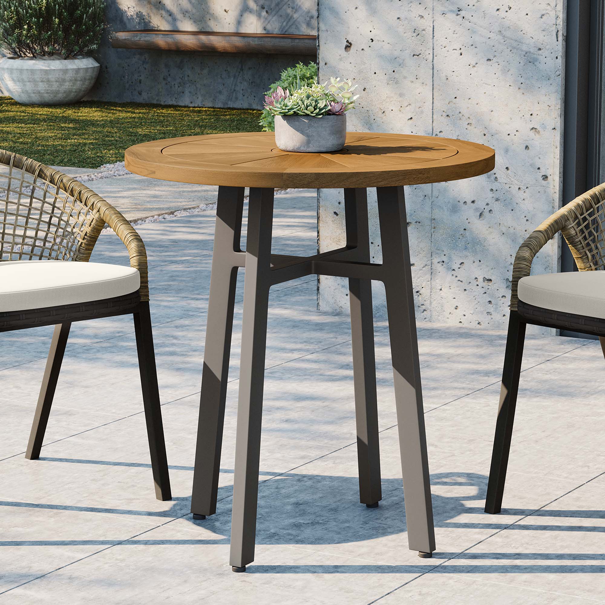 Table à manger d'extérieur Meadow en teck taupe naturel