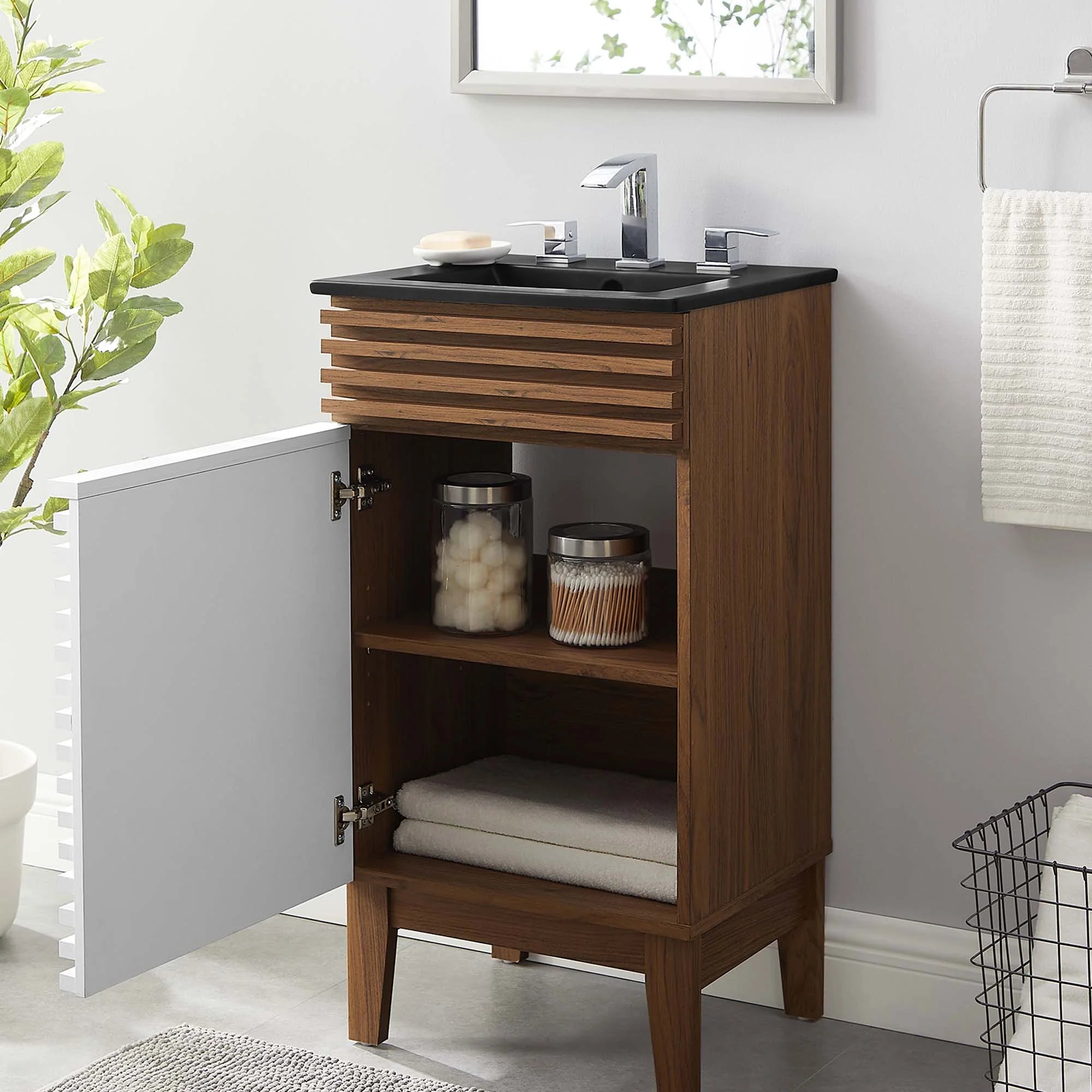 Render Bathroom Vanity with Black Basin Included