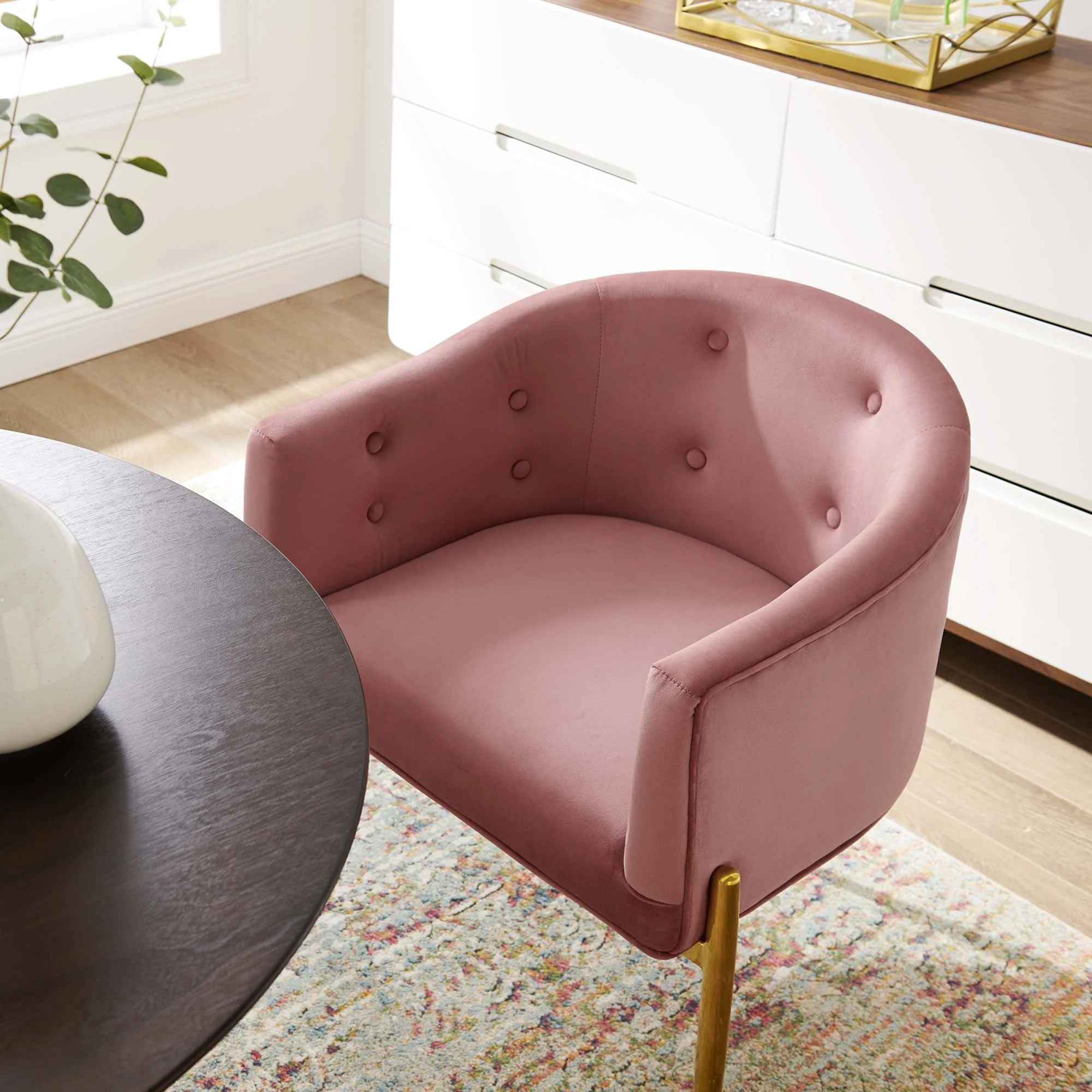 Fauteuil de salon en velours Ponder Performance