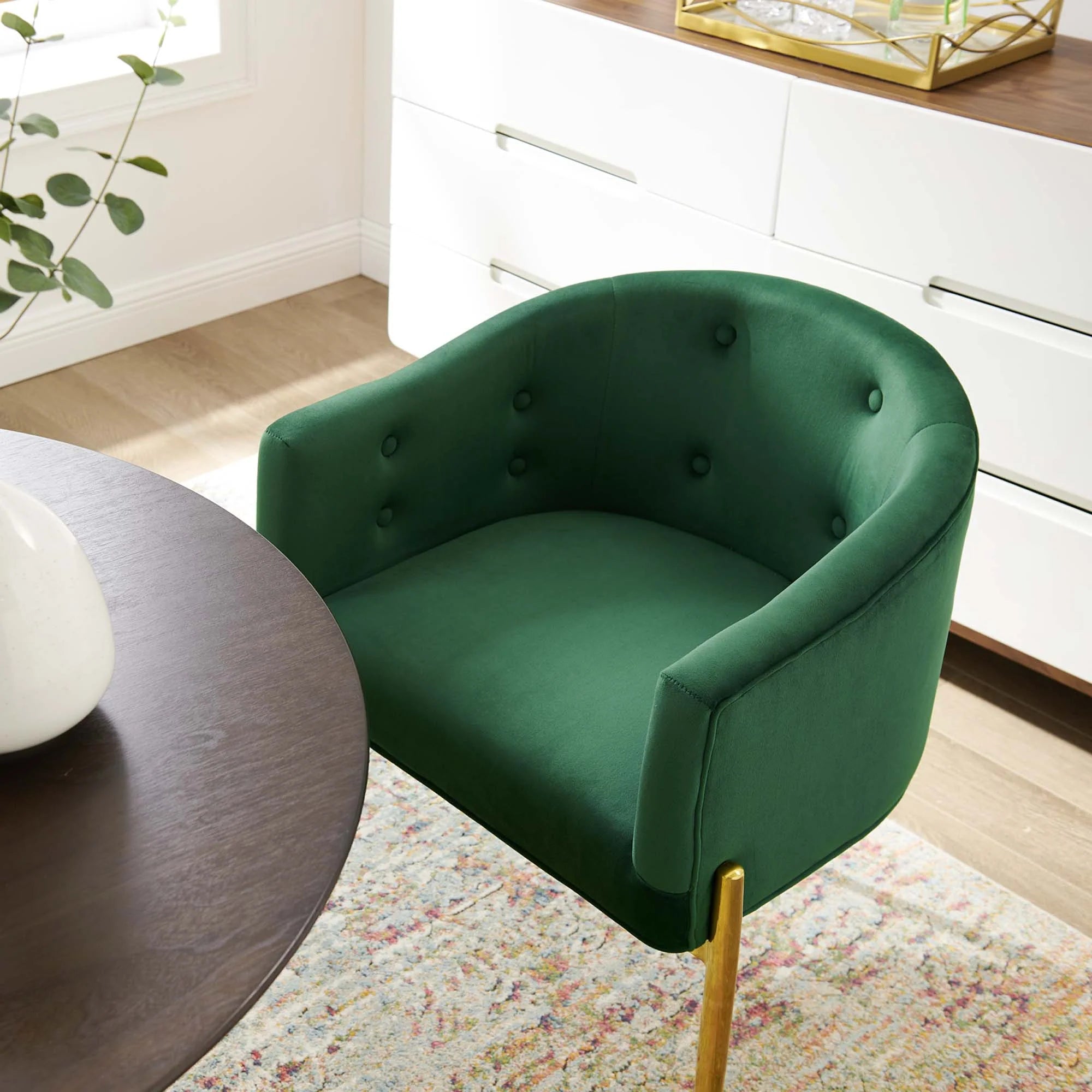 Fauteuil de salon en velours Ponder Performance