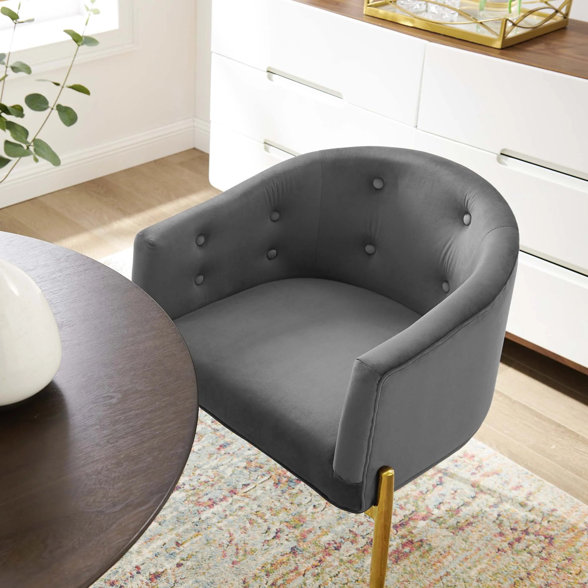 Fauteuil de salon en velours Ponder Performance