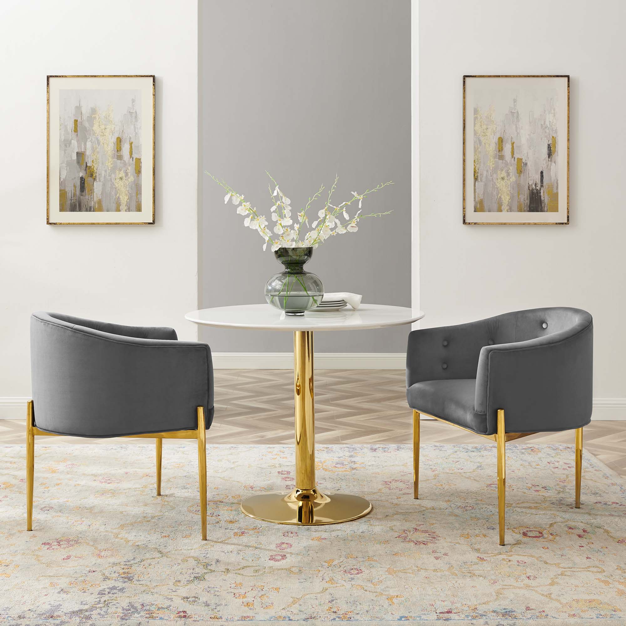 Fauteuil de salon en velours Ponder Performance