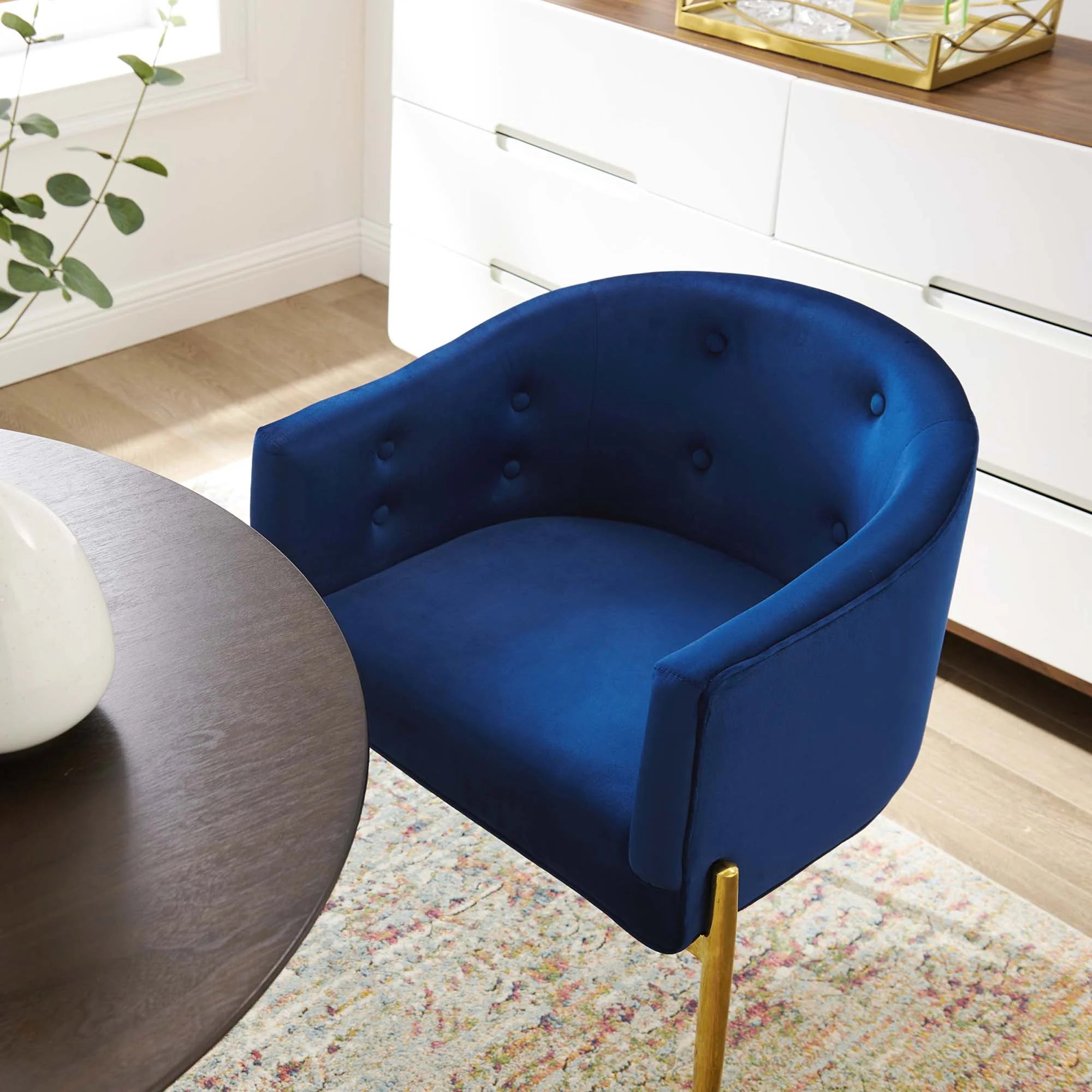 Fauteuil de salon en velours Ponder Performance