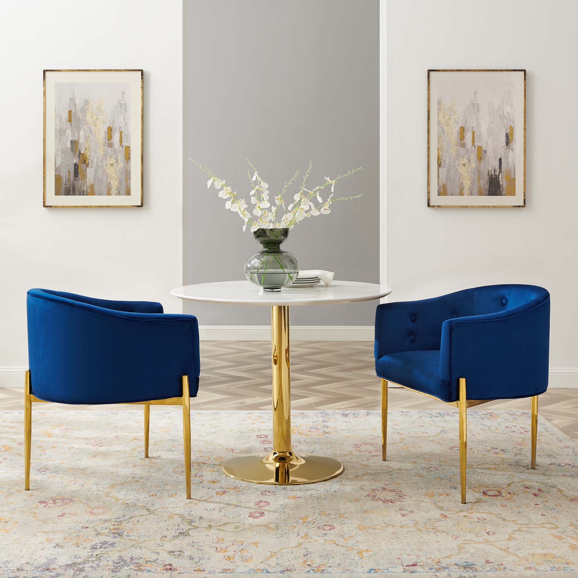 Fauteuil de salon en velours Ponder Performance