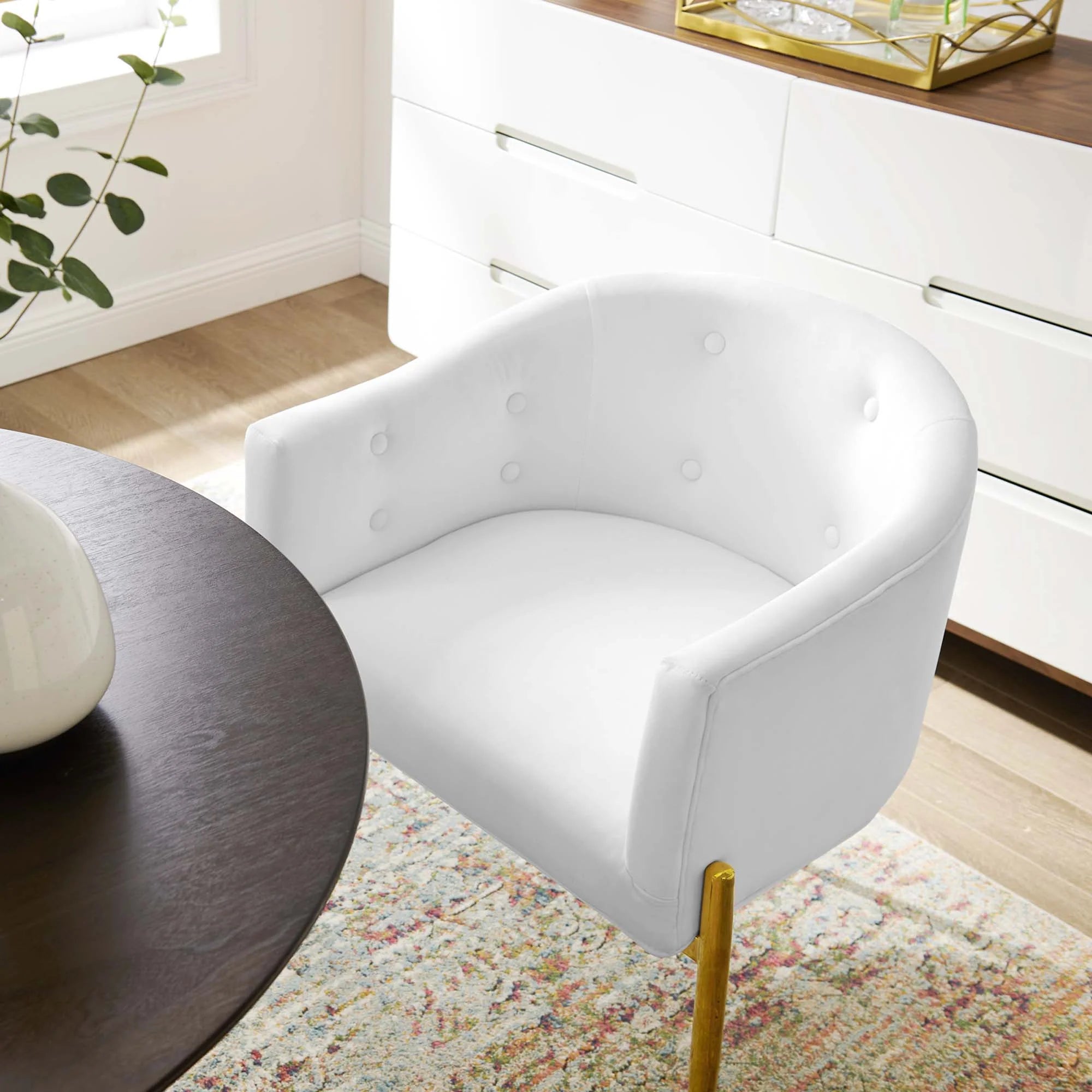 Fauteuil de salon en velours Ponder Performance