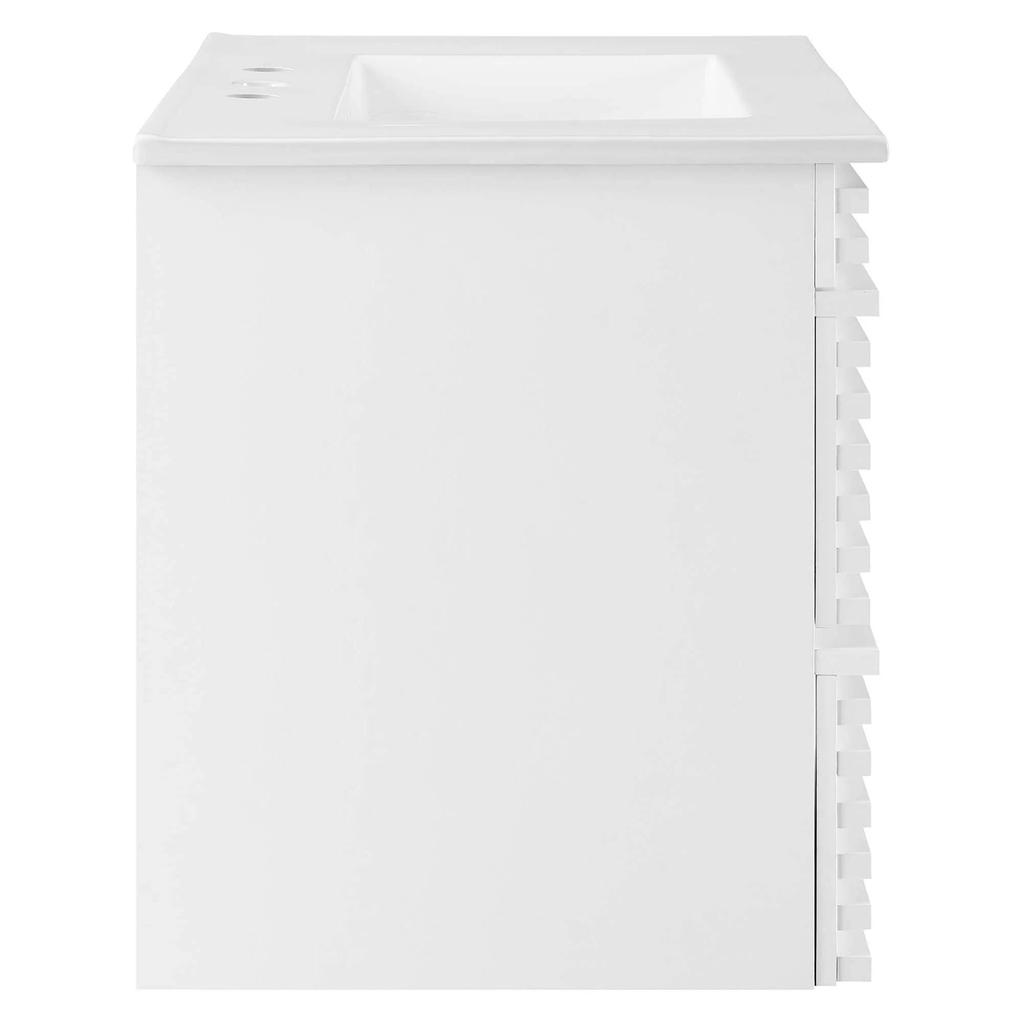Meuble-lavabo mural de salle de bain avec vasque blanche incluse