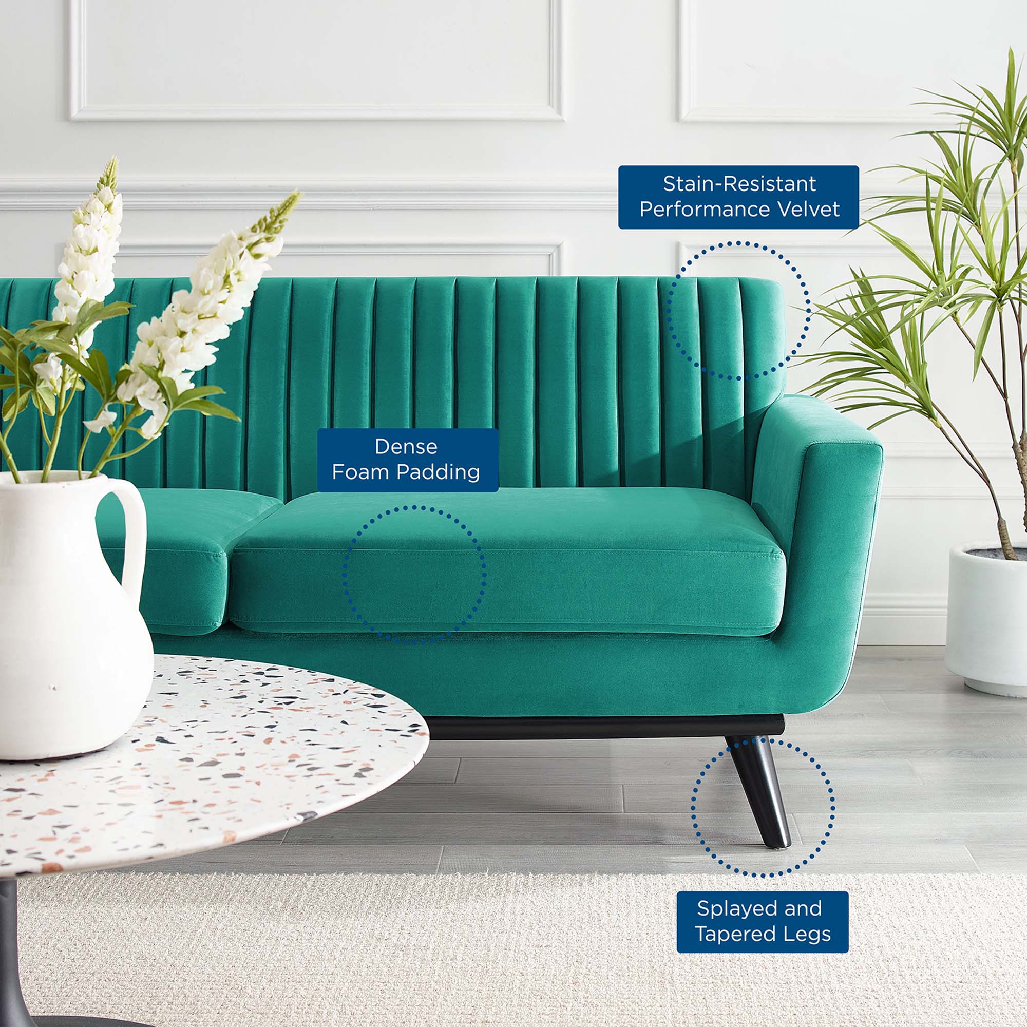 Chaise sans accoudoirs rembourrée en duvet Commix