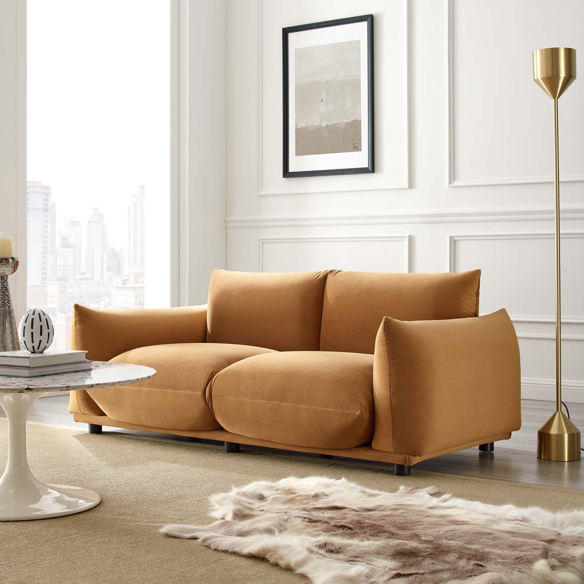 Chaise sans accoudoirs rembourrée en duvet Commix