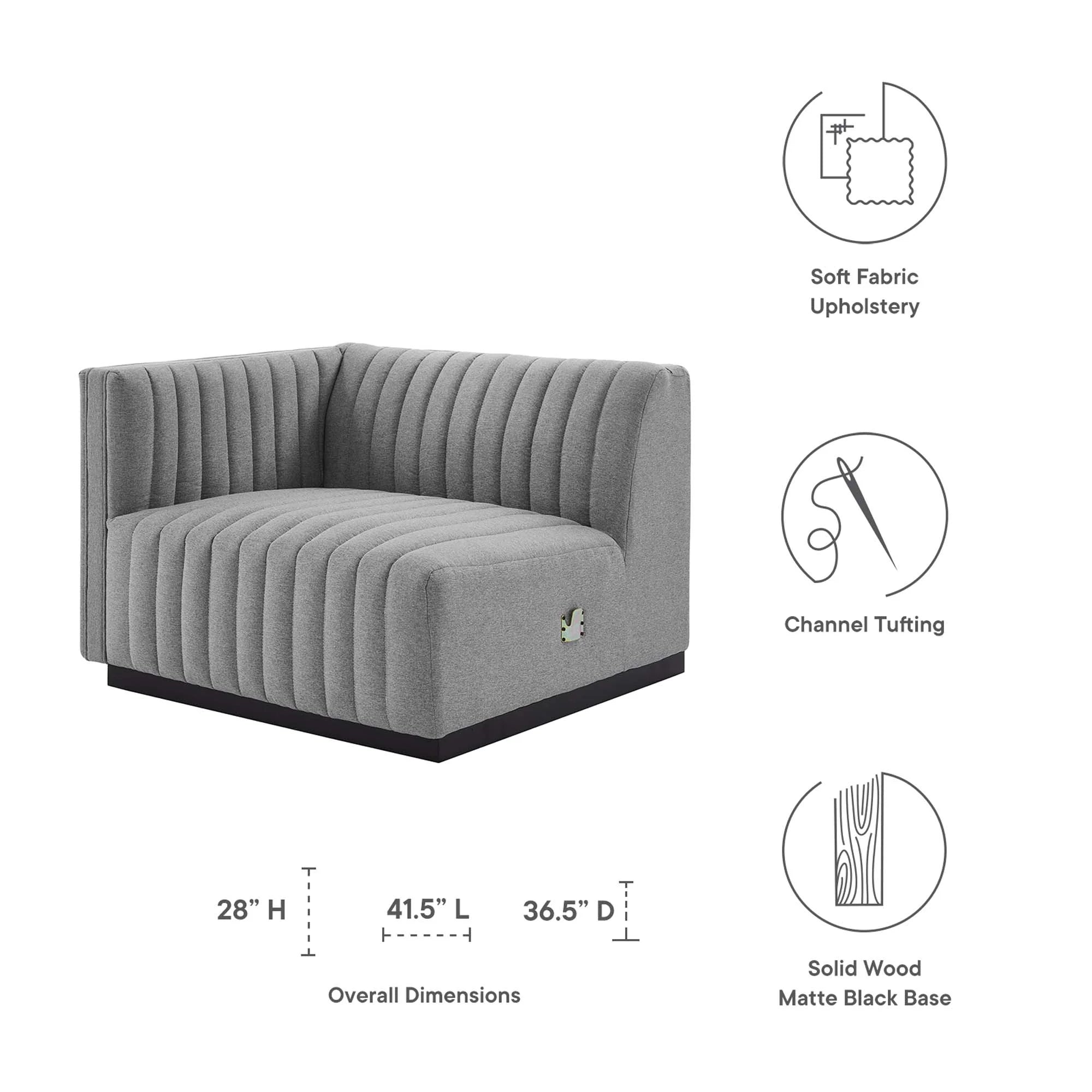 Chaise à accoudoir gauche en tissu capitonné Conjure Channel